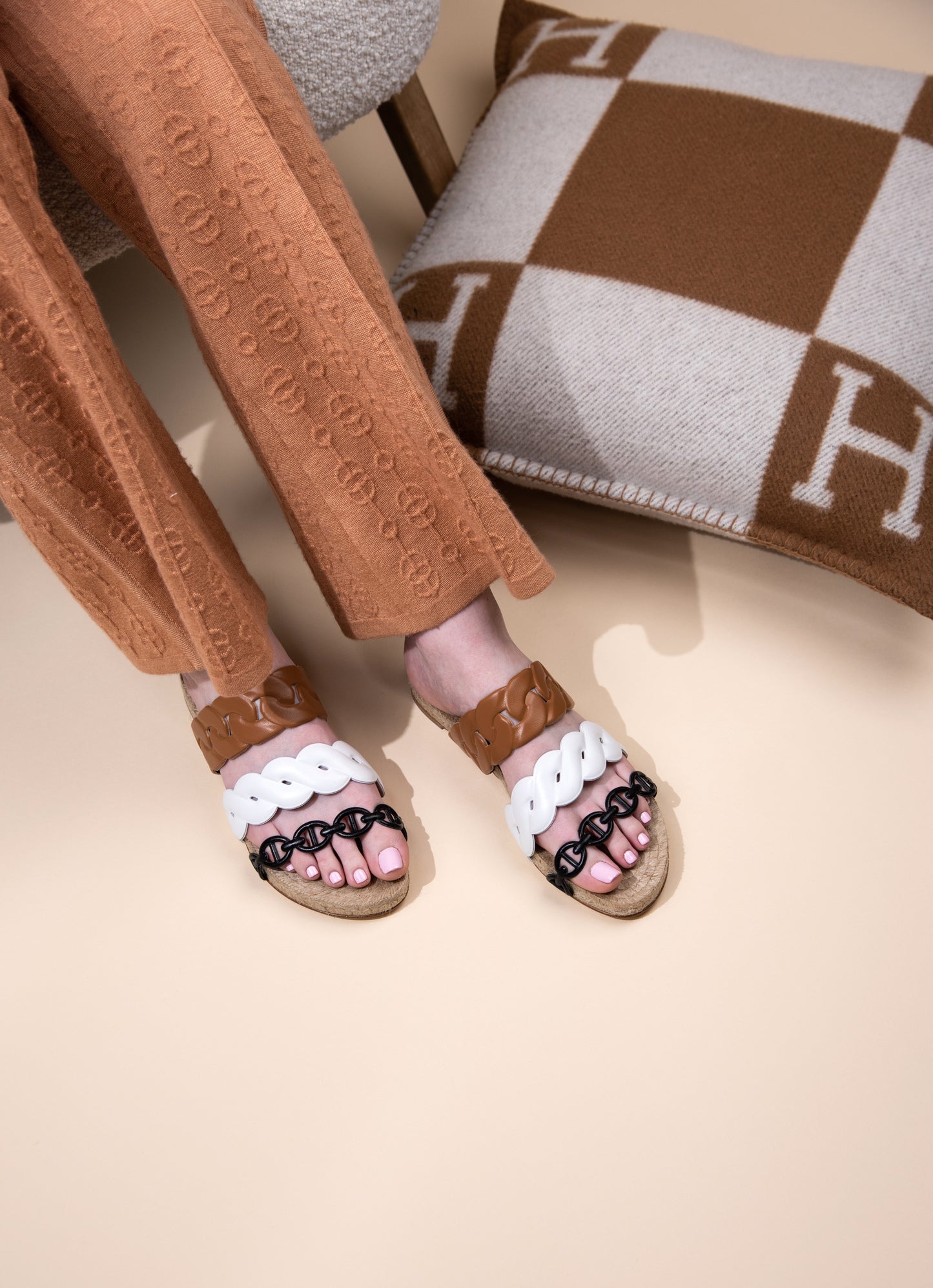 Hermès Gwen Espadrille in Multicolor Naturel