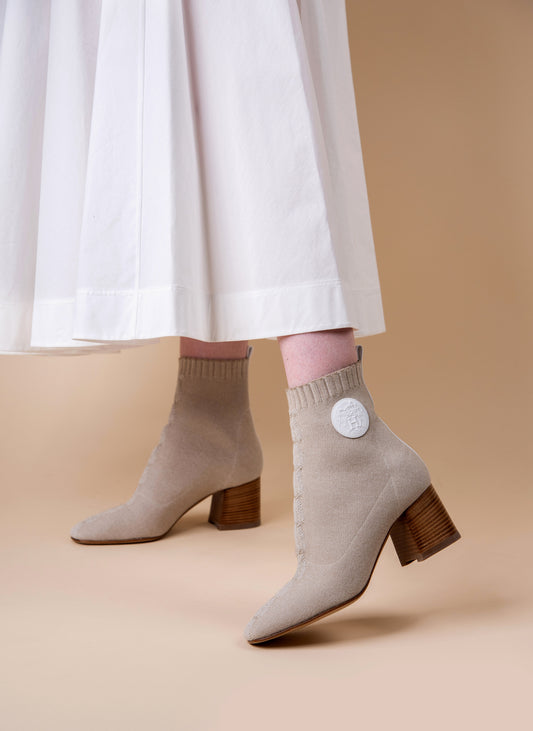 Hermès - Volver 60 Ankle Boots in Nocciola/Blanc