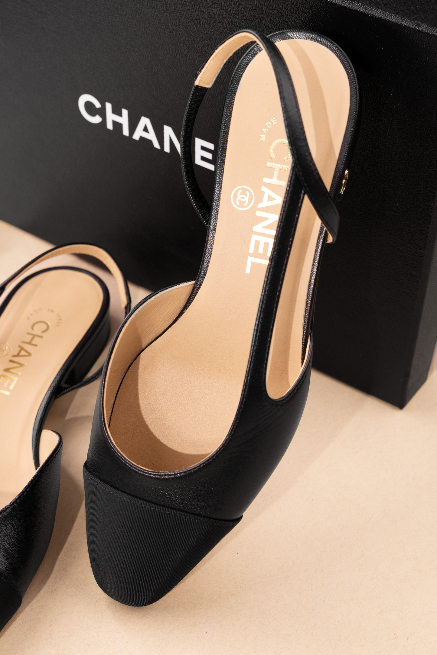 Chanel Black Flat Slingback