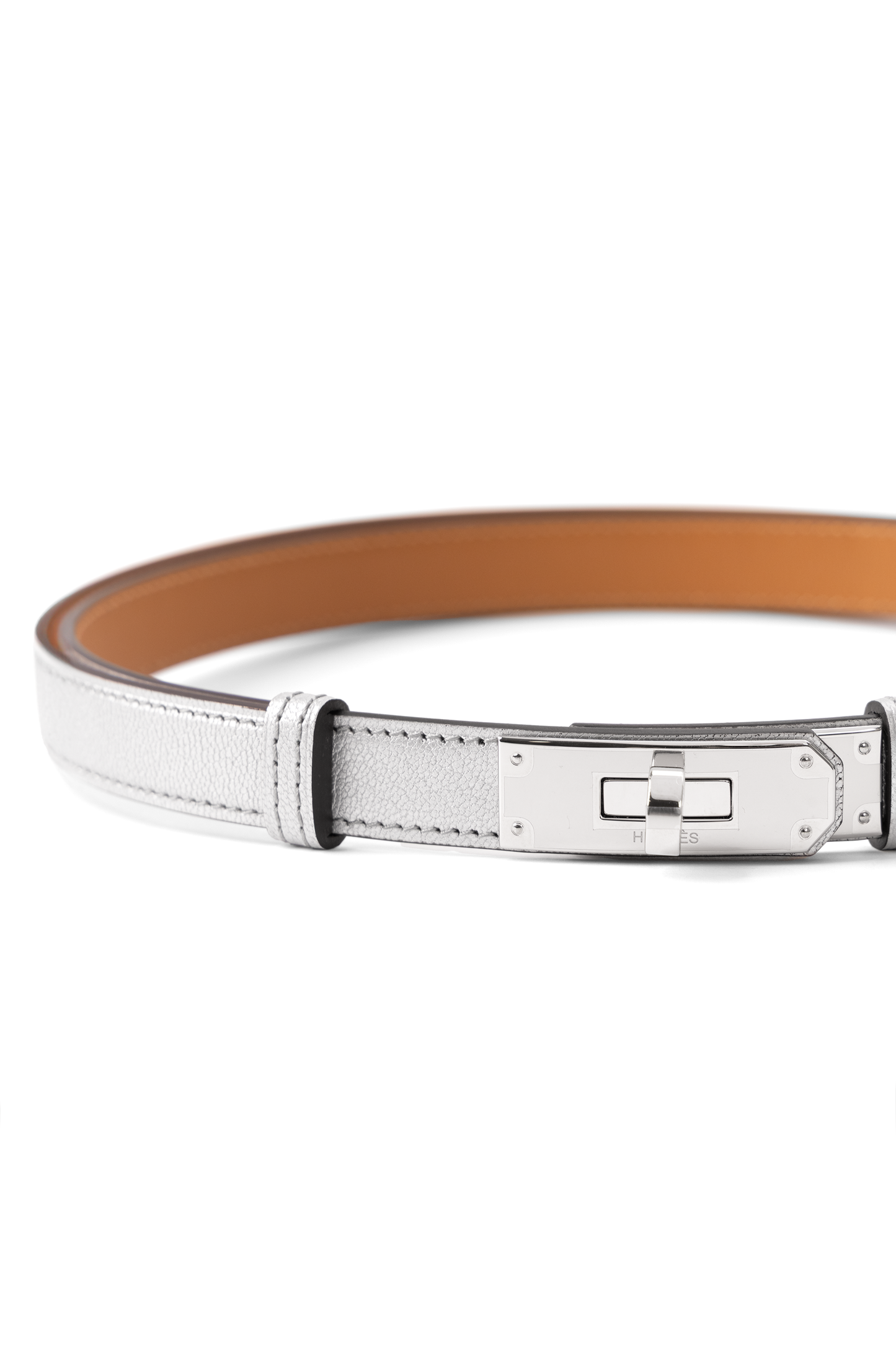 Hermes White Belt with Silver Hardware
