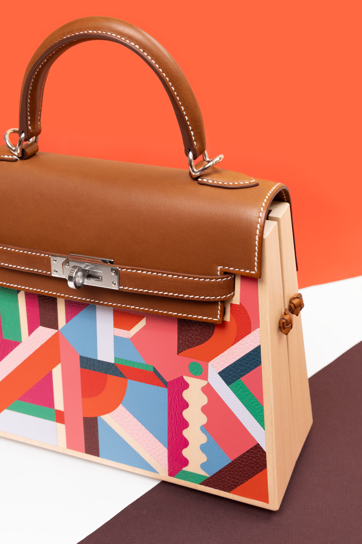 Hermes Limited Edition Kellywood Perspective 22 Cavaliere in Naturel-Multicolor PHW