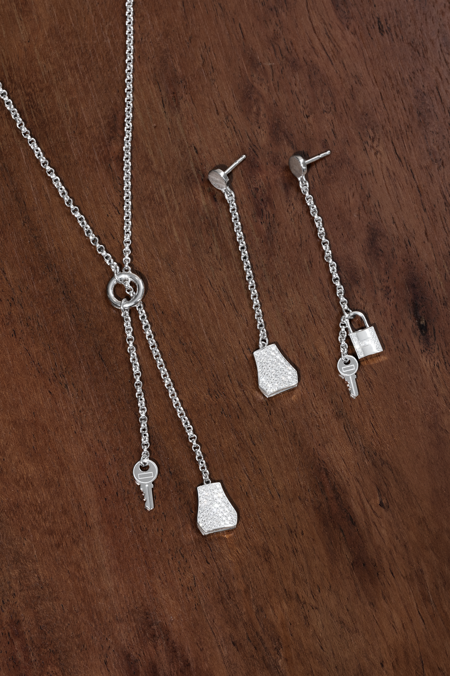 Hermès Kelly Clochette White Gold Diamond Necklace & Earrings