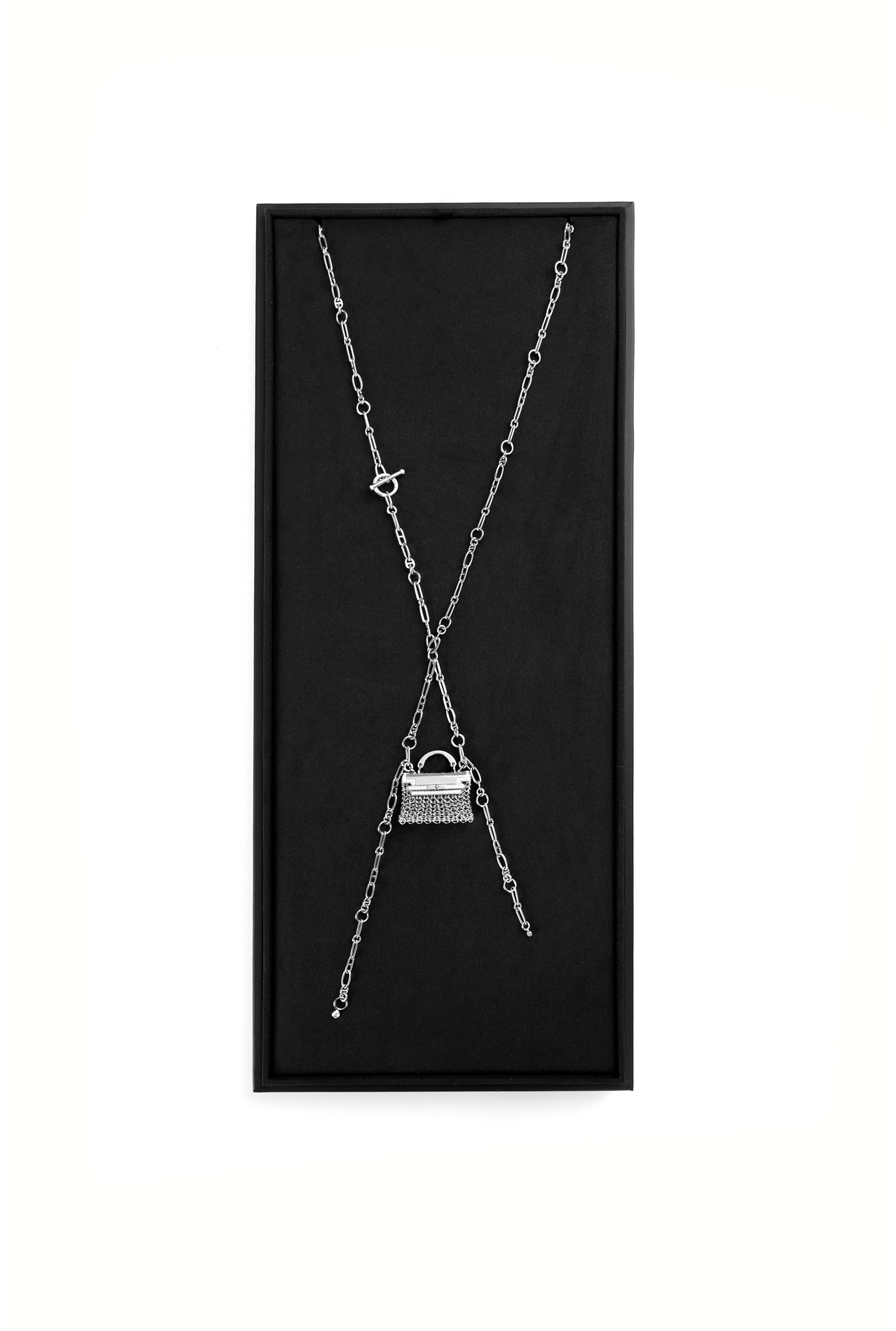 Hermes White Gold Diamond Precieux Kelly Long Necklace