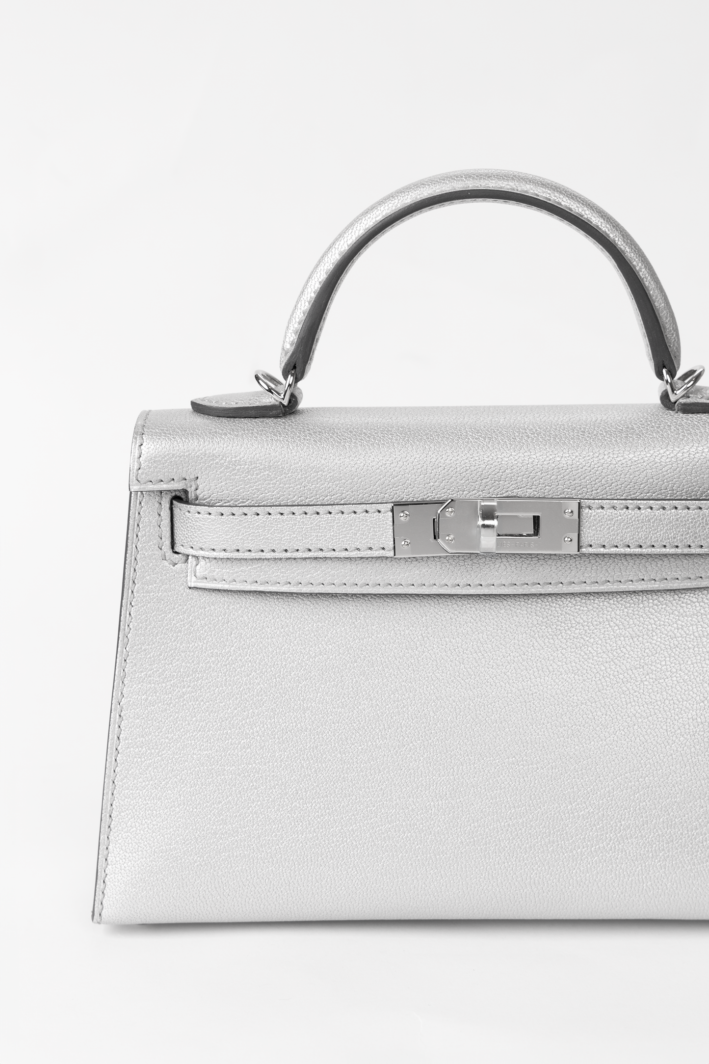 Hermès Mini Kelly 20 Sellier Chamkilight Argent PHW