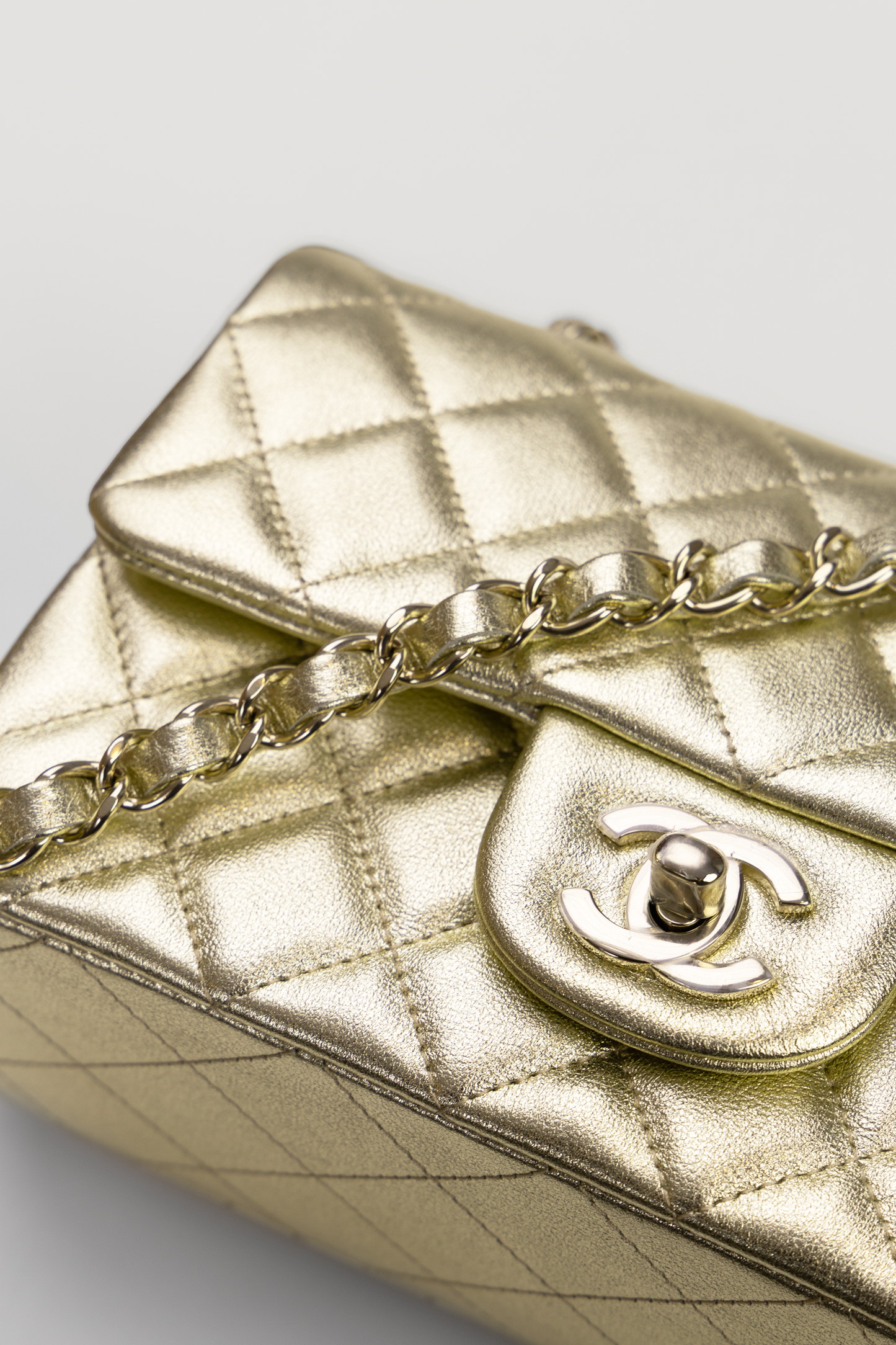 Chanel Mini Metallic Light Gold Flap Bag