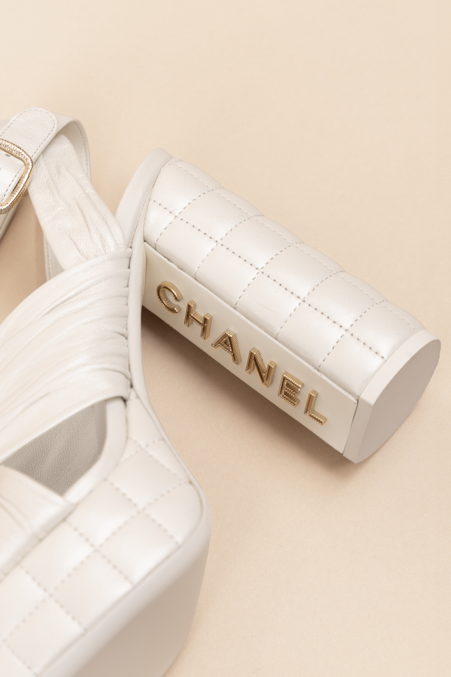 Chanel Ivory Platform Sandals
