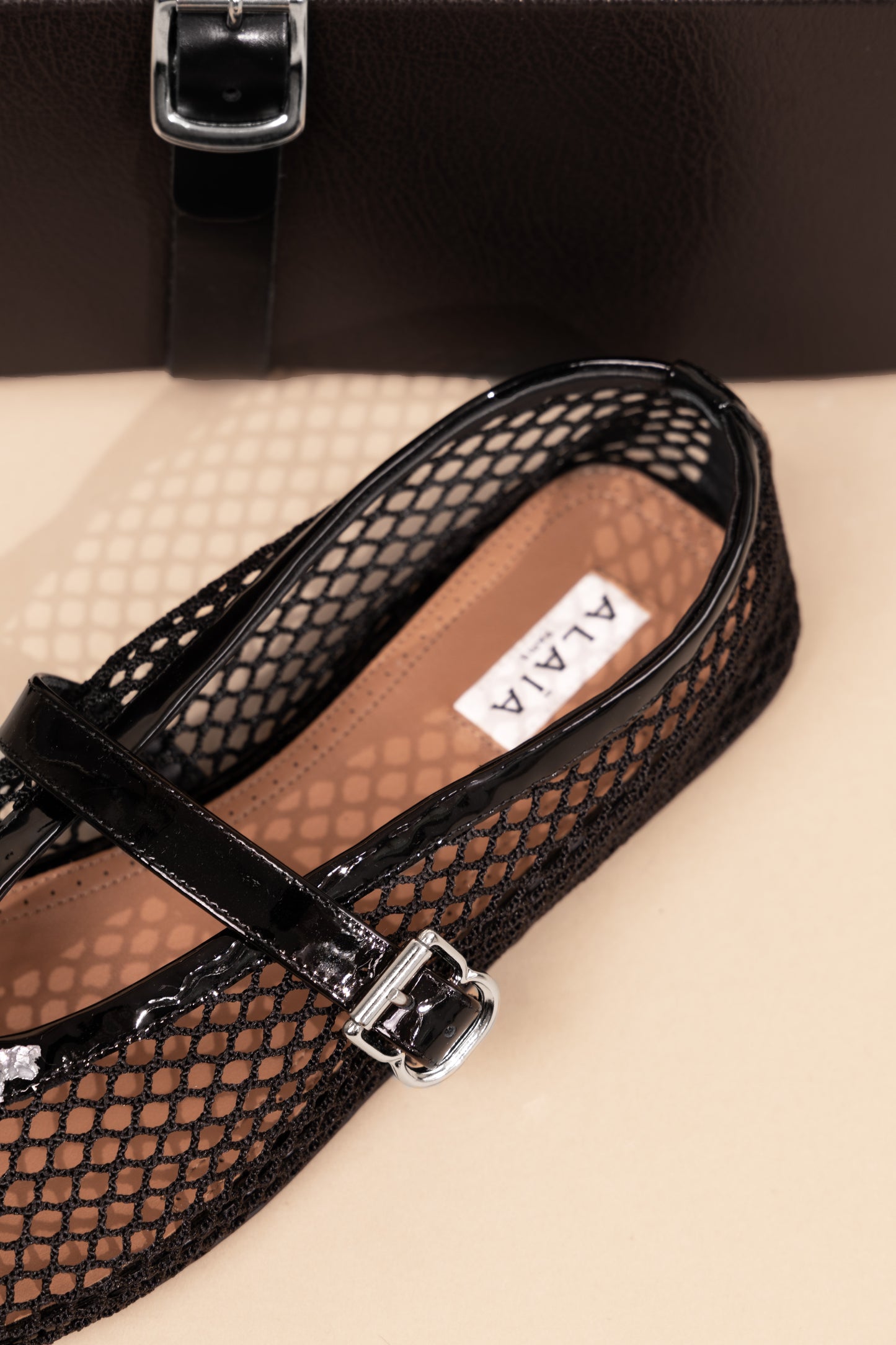 Alaïa Khaki Mesh Ballet Flats