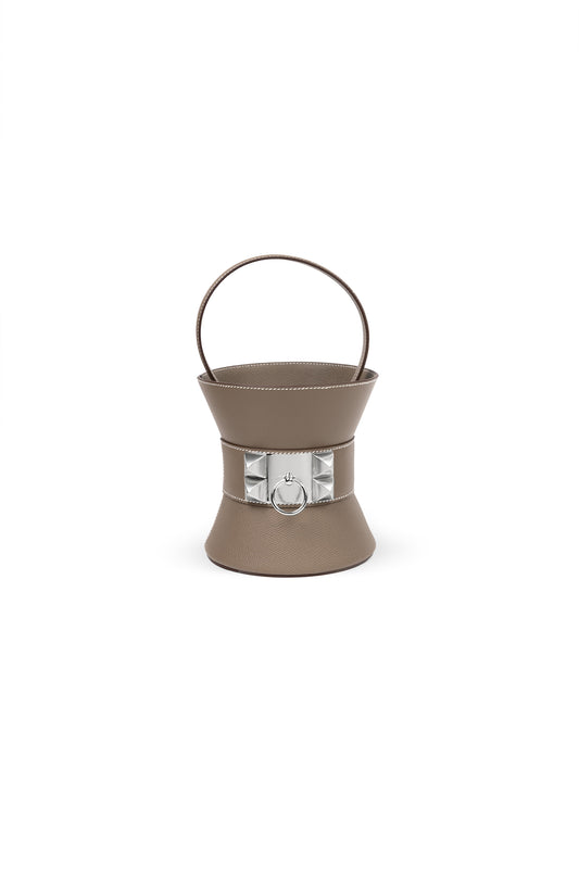 Hermes Mini Medor in Etoupe with Silver Hardware