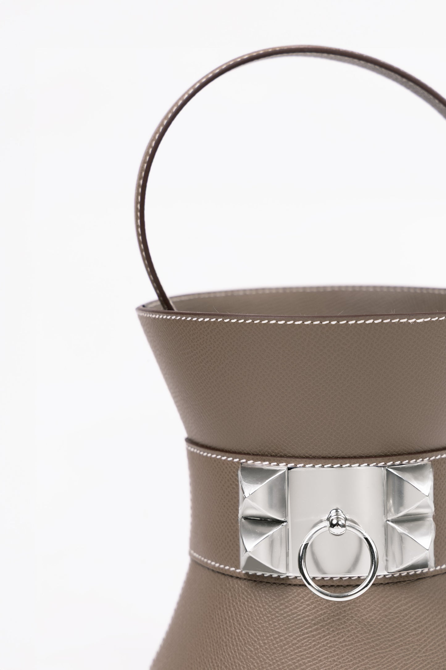 Hermes Mini Medor in Etoupe with Silver Hardware