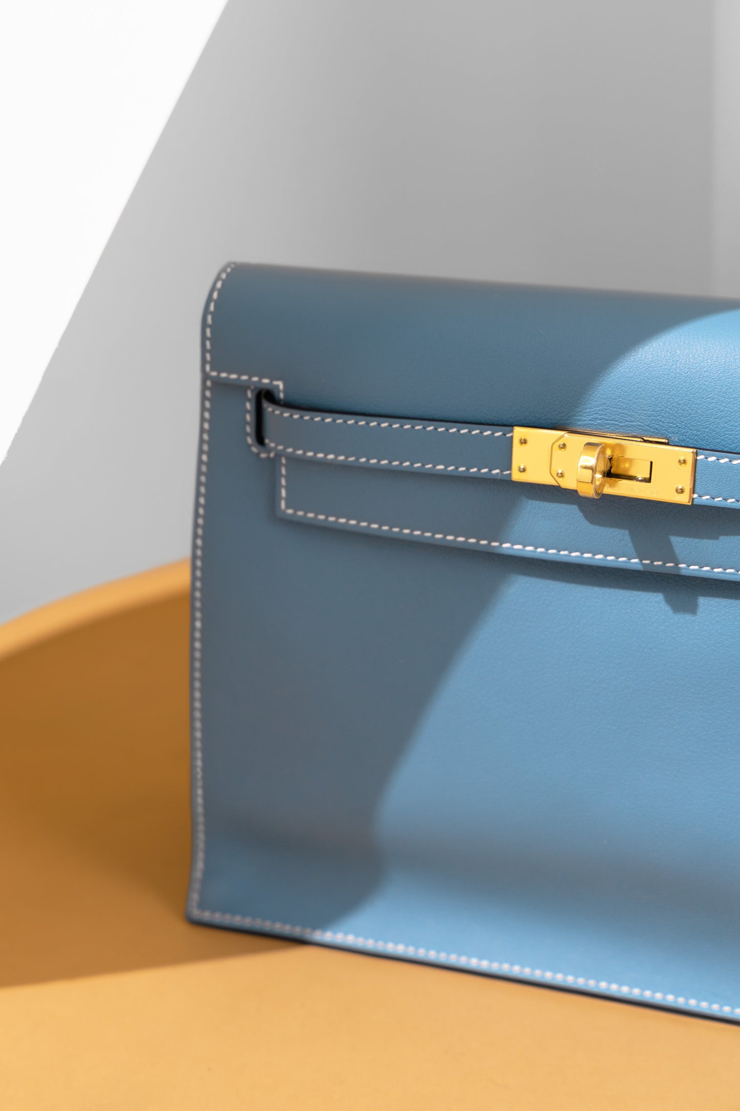 Hermès Kelly Danse Swift Blue Jean GHW