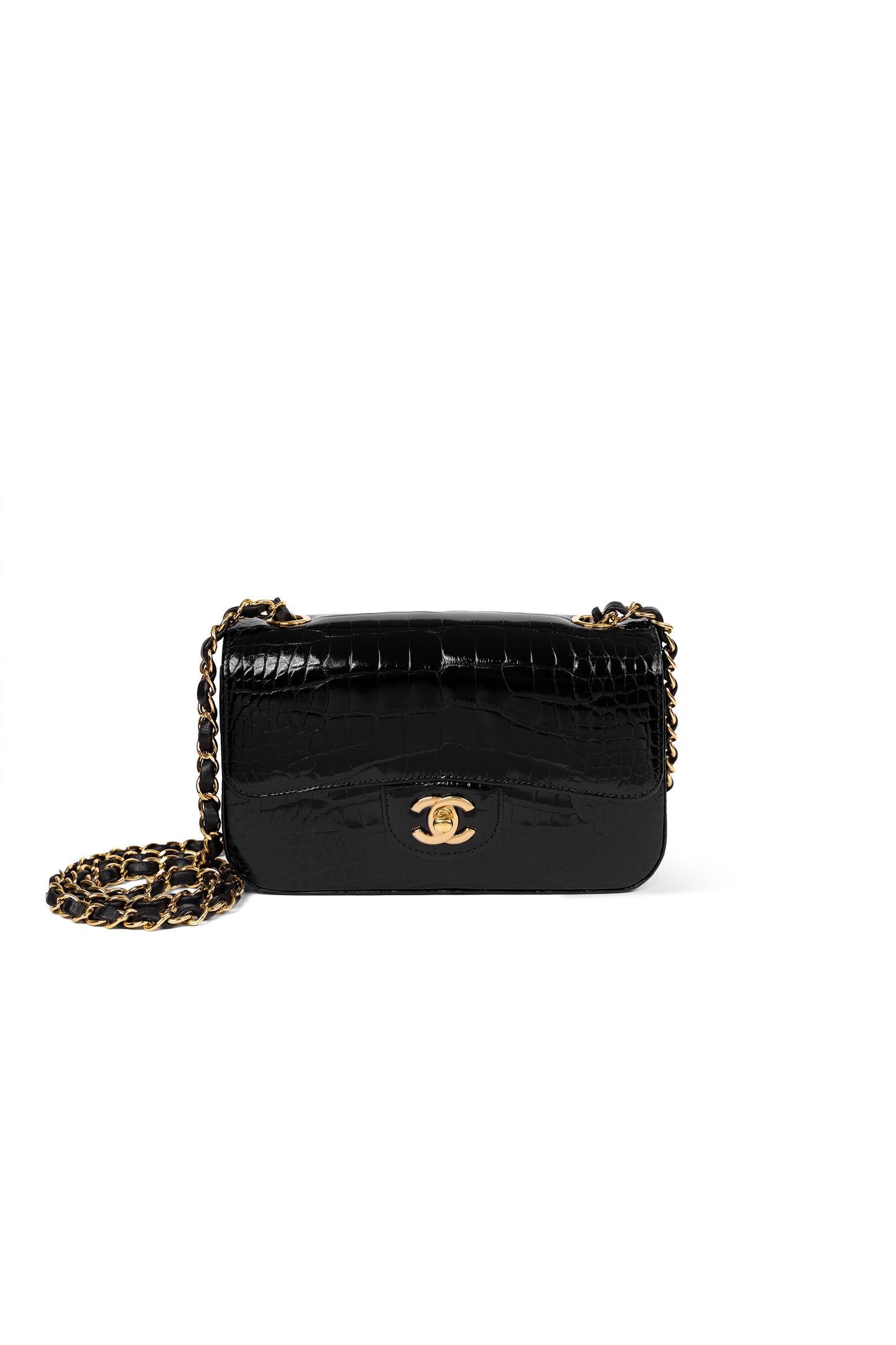 Chanel Mini Alligator Flap Bag in Black