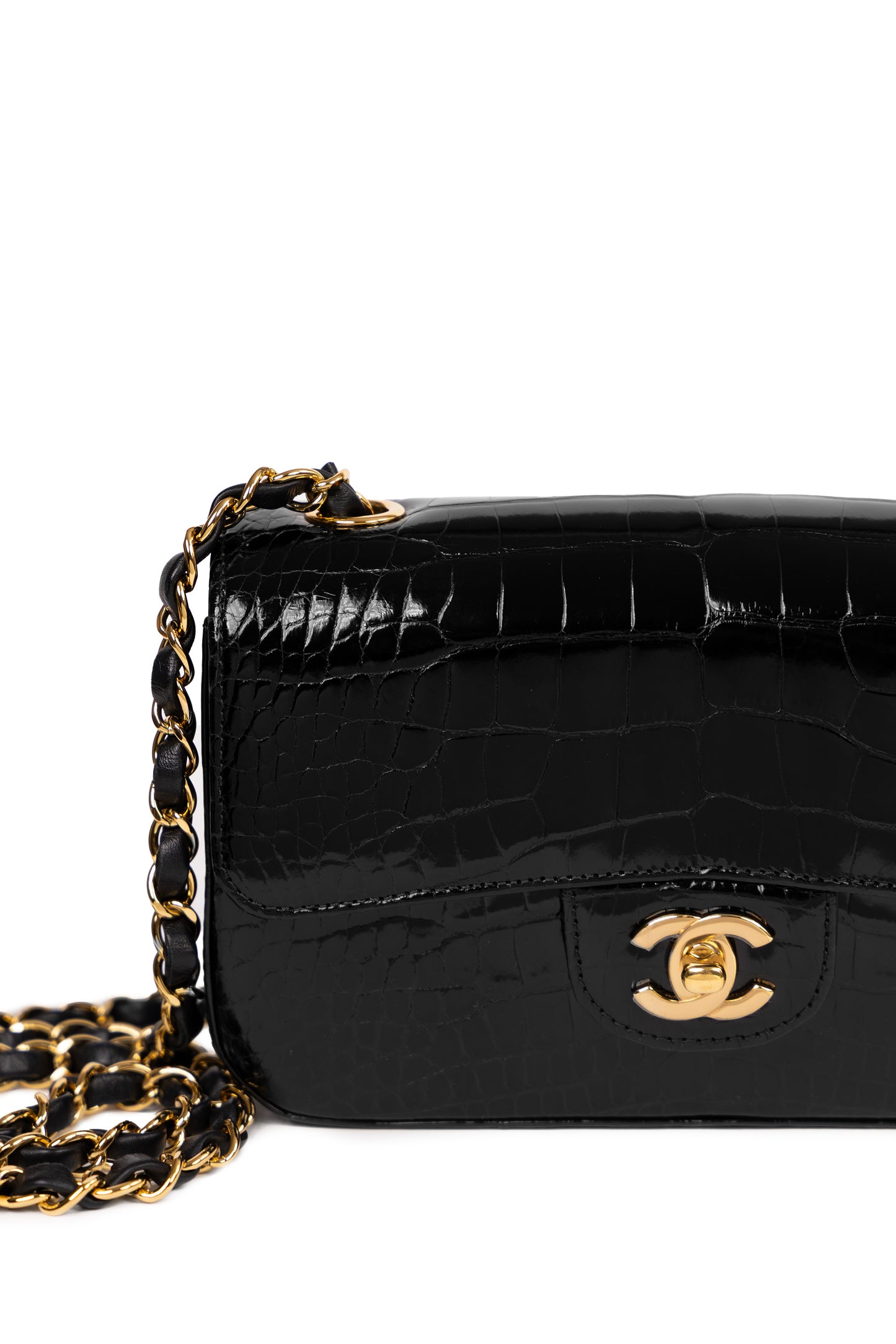 Chanel Mini Alligator Flap Bag in Black