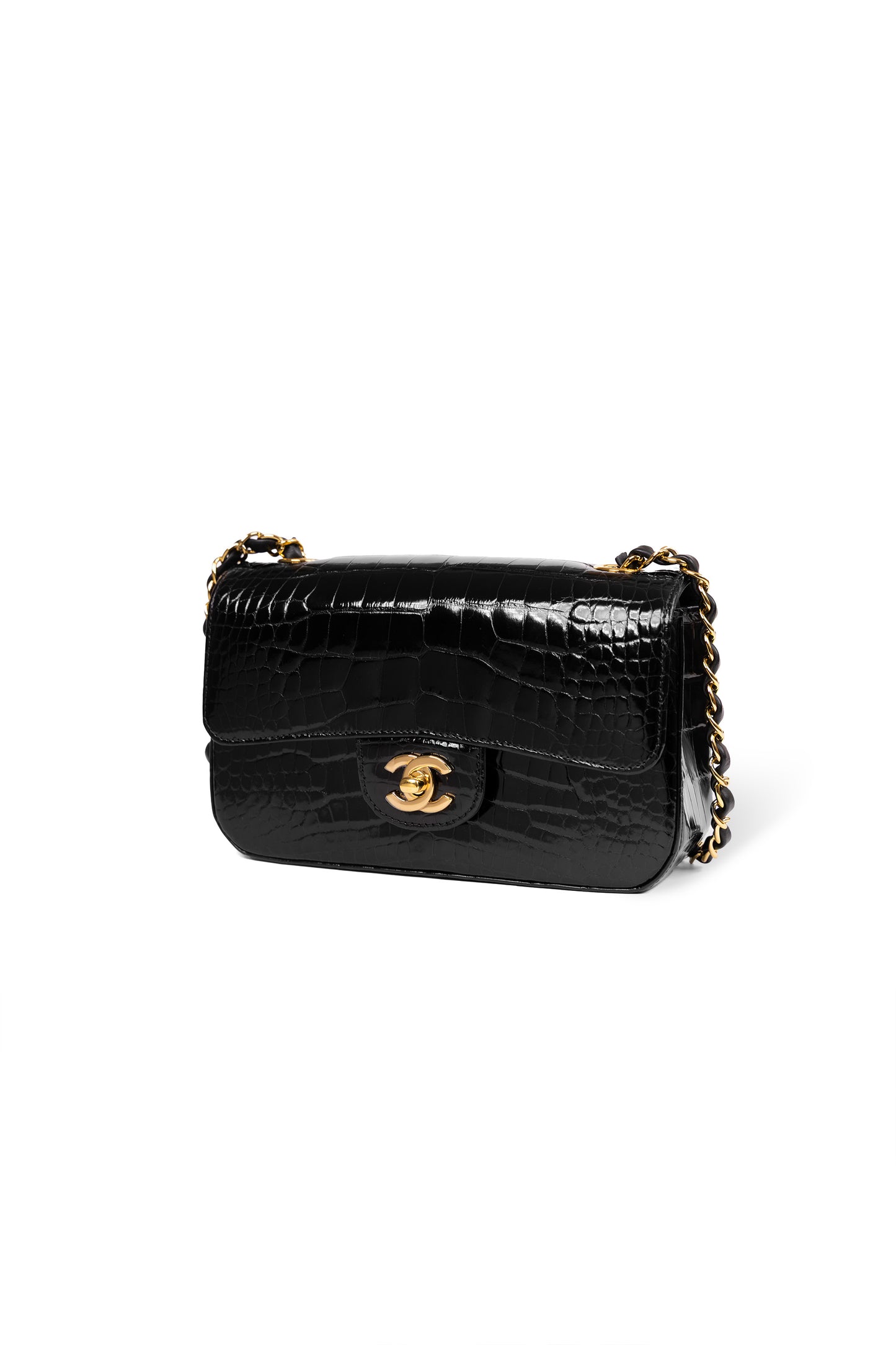 Chanel Mini Alligator Flap Bag in Black