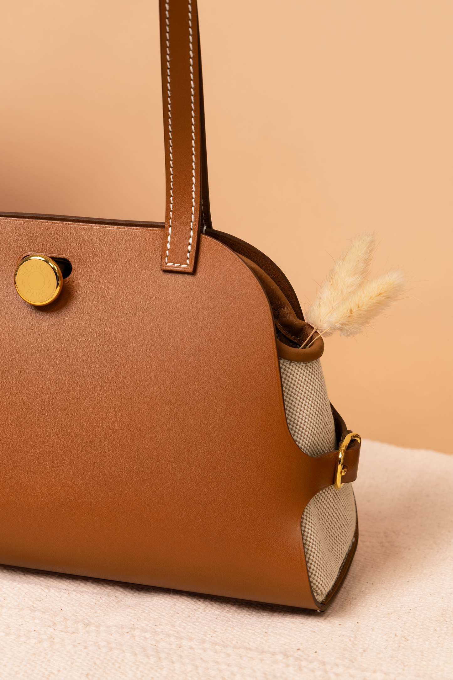 Hermès Tablier Sellier Fauve/Gold/Écru-Beige