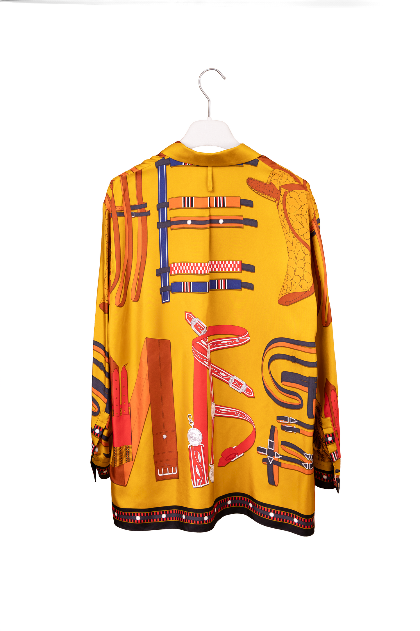 Hermes "Lettres Equestres" Print Silk Shirt