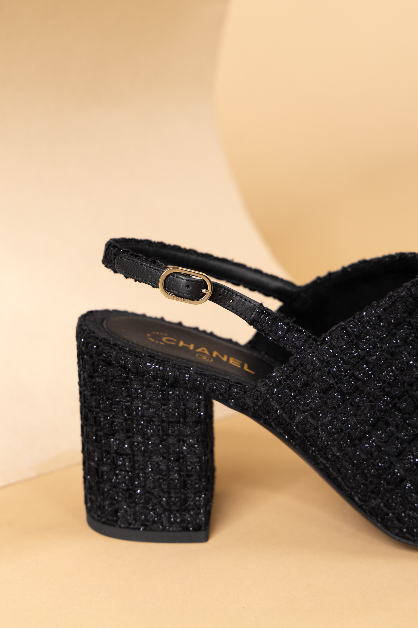 Chanel Black Tweed Slings