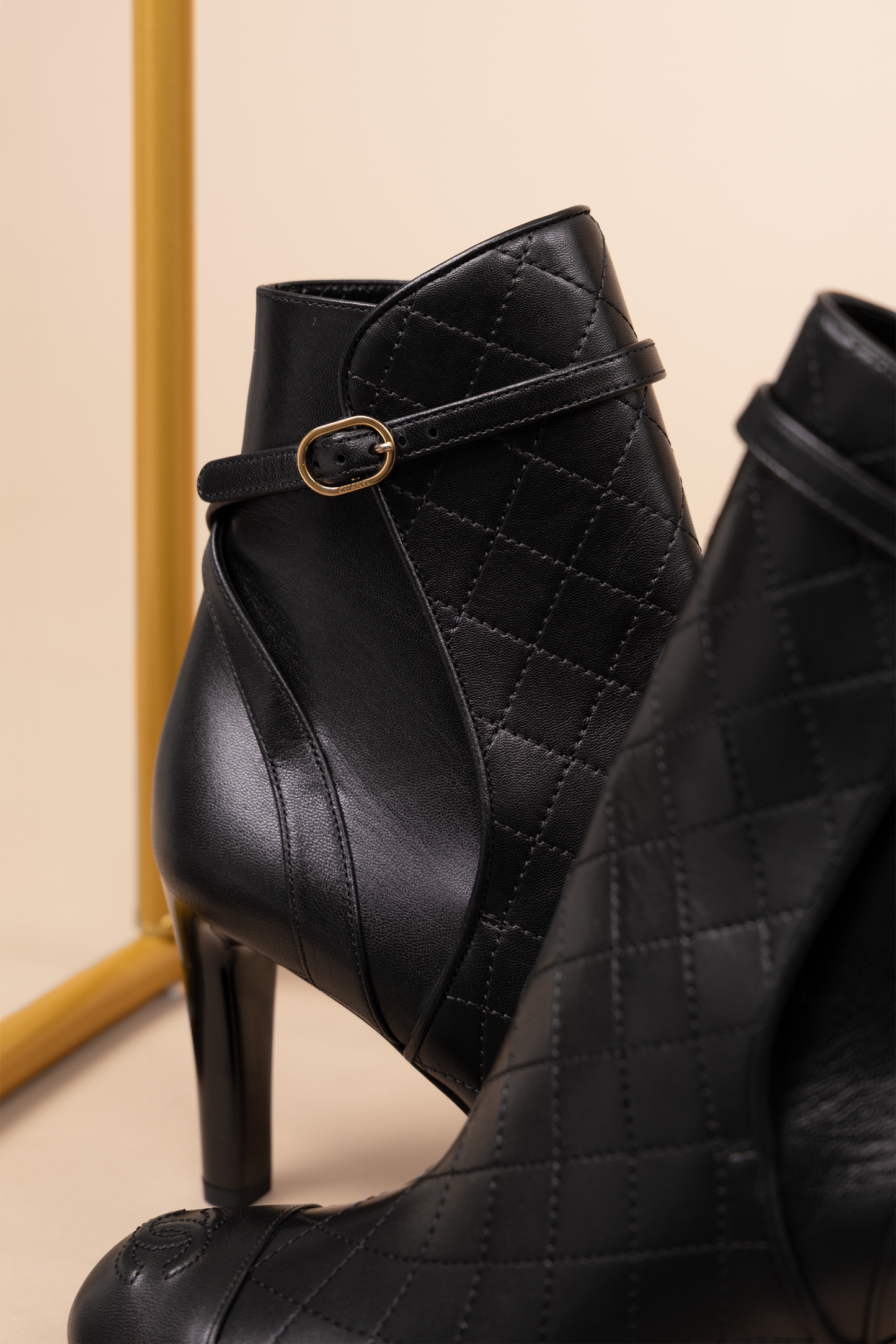 Chanel Black Leather Ankle Boots