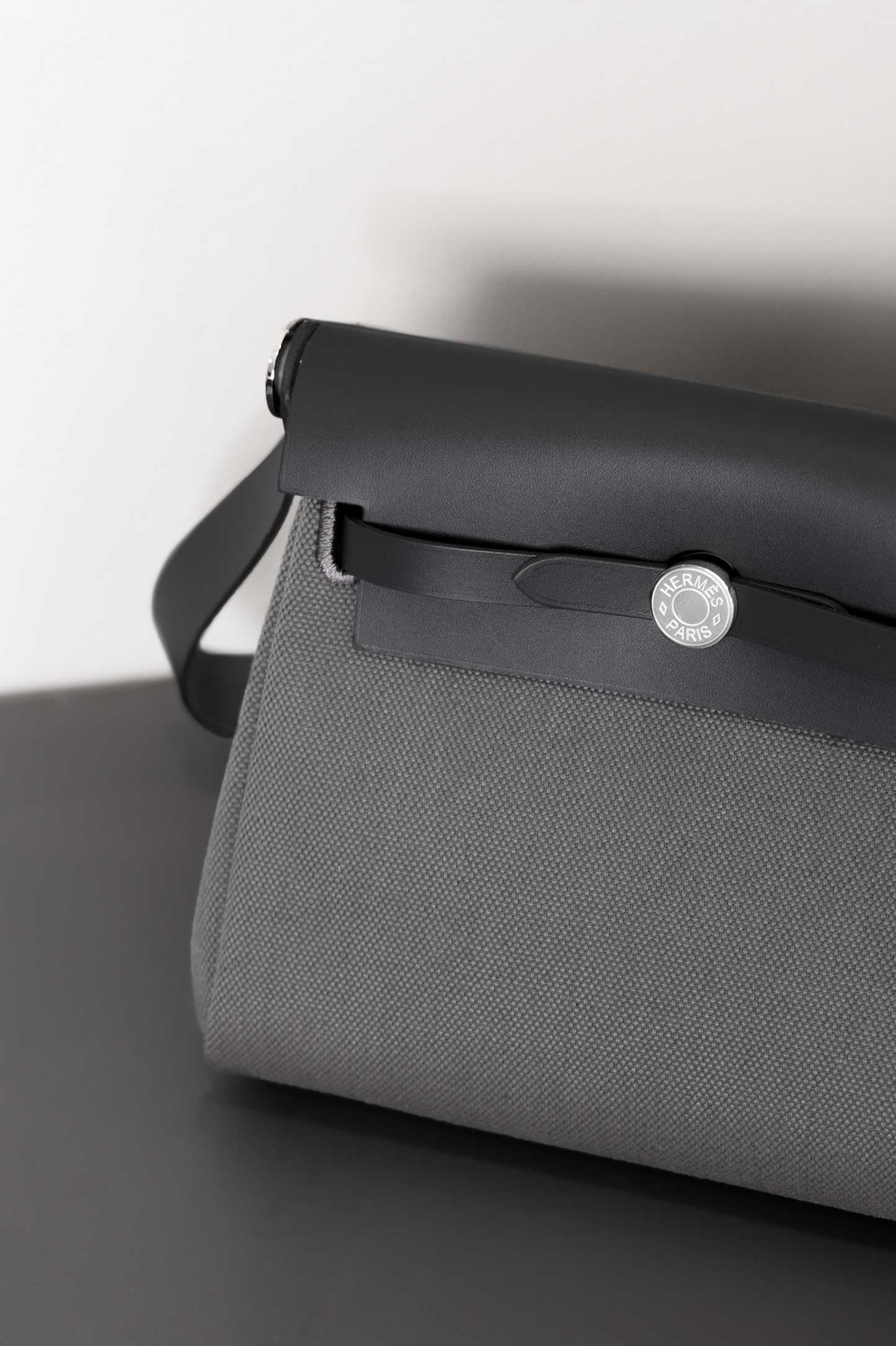 Hermès Mini Herbag 20 Ardoise Toile & Vache Hunter PHW