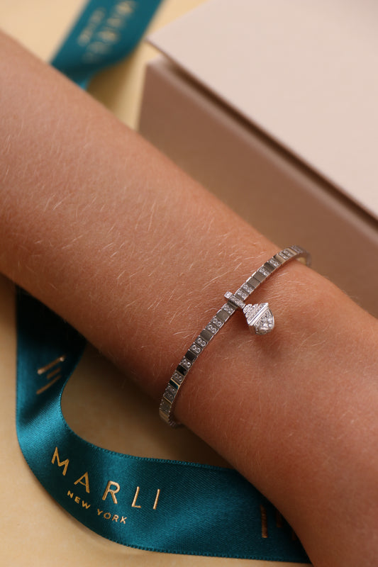 Marli Cleo White Gold Diamond Charm Bracelet
