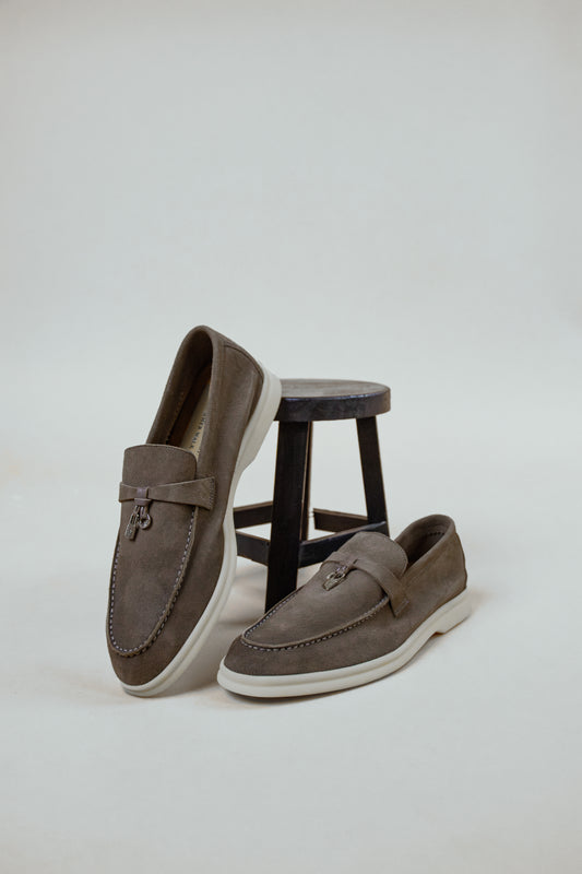 Loro Piana Summer Charms Walk Loafers in Grey