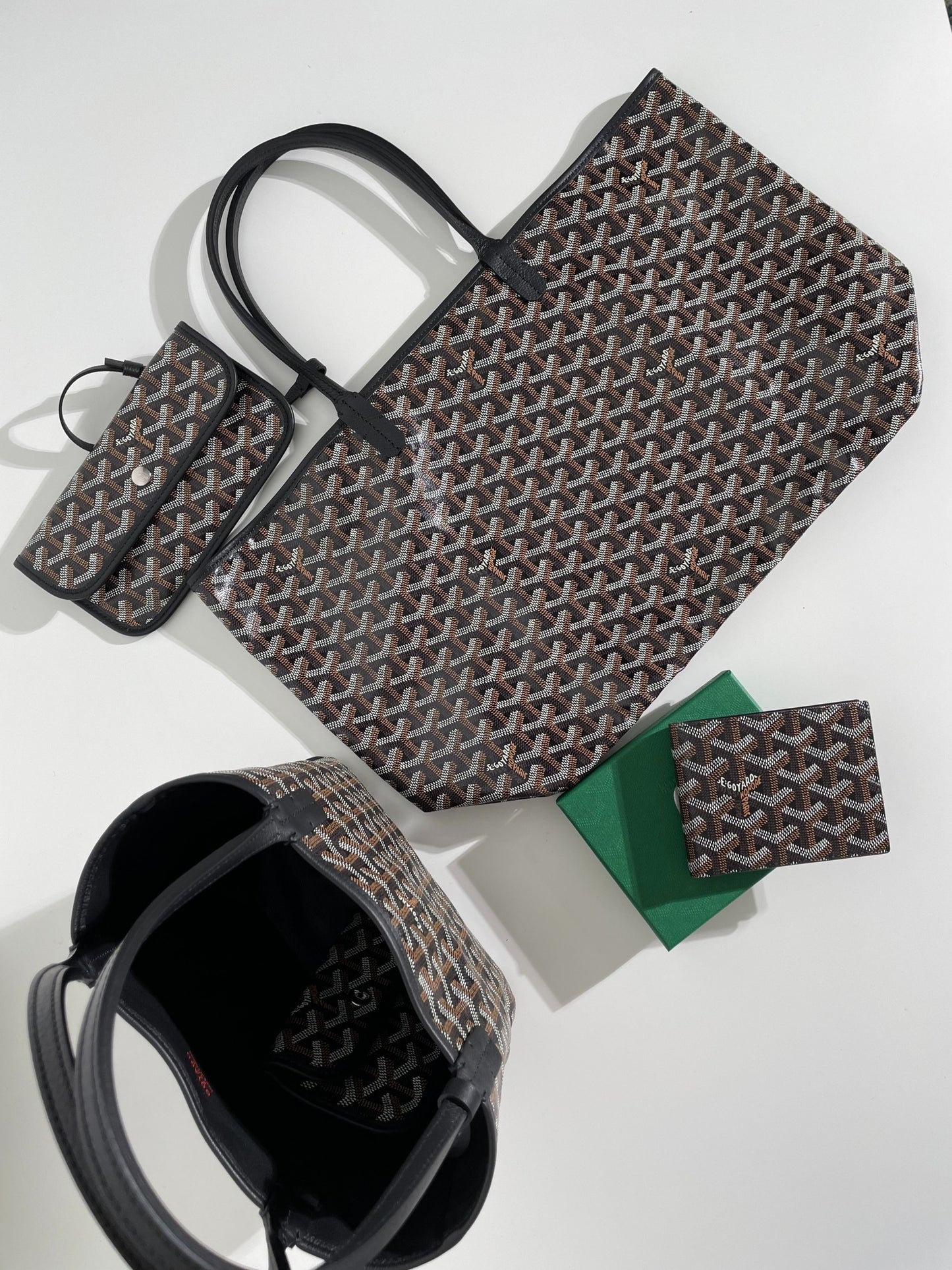 Goyard Black Saint Louis Tote & Anjou Mini Tote