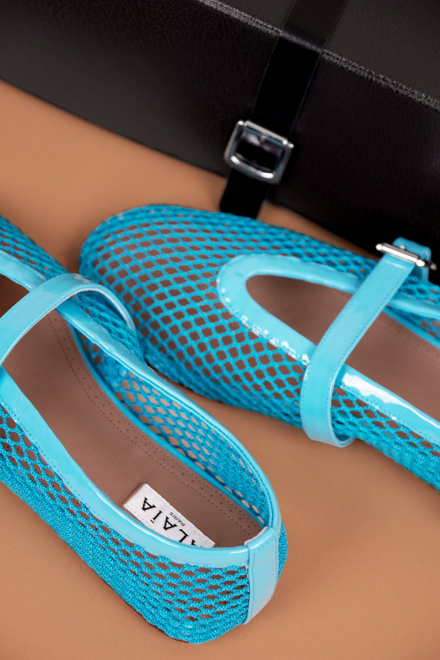 Alaia Blue Mesh Sandals