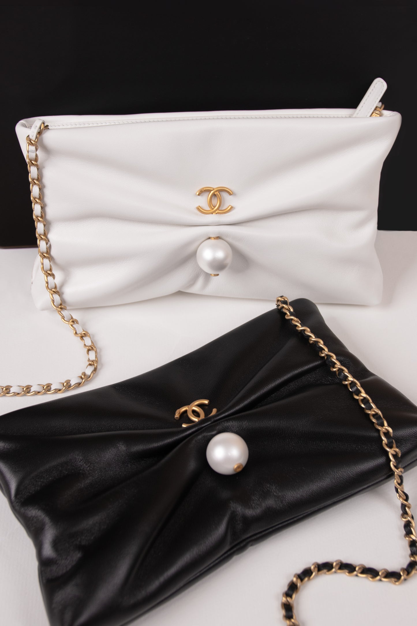 Chanel Black & White Clutch with chain