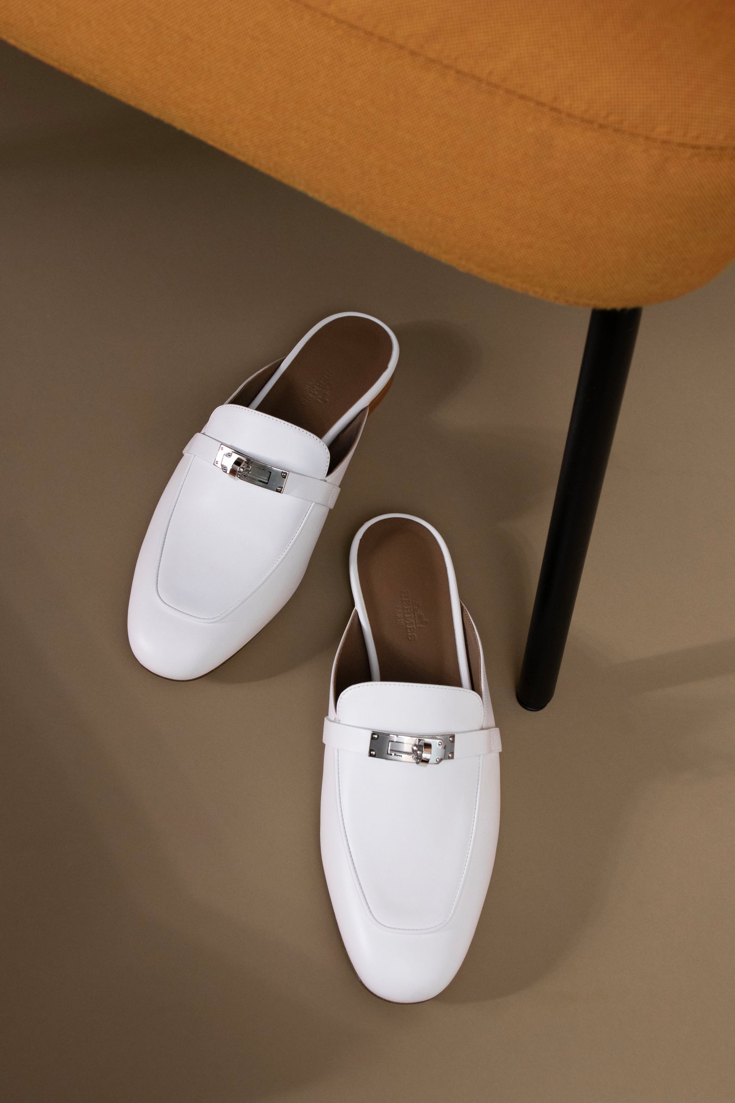 Hermès Oz Mules in White PHW