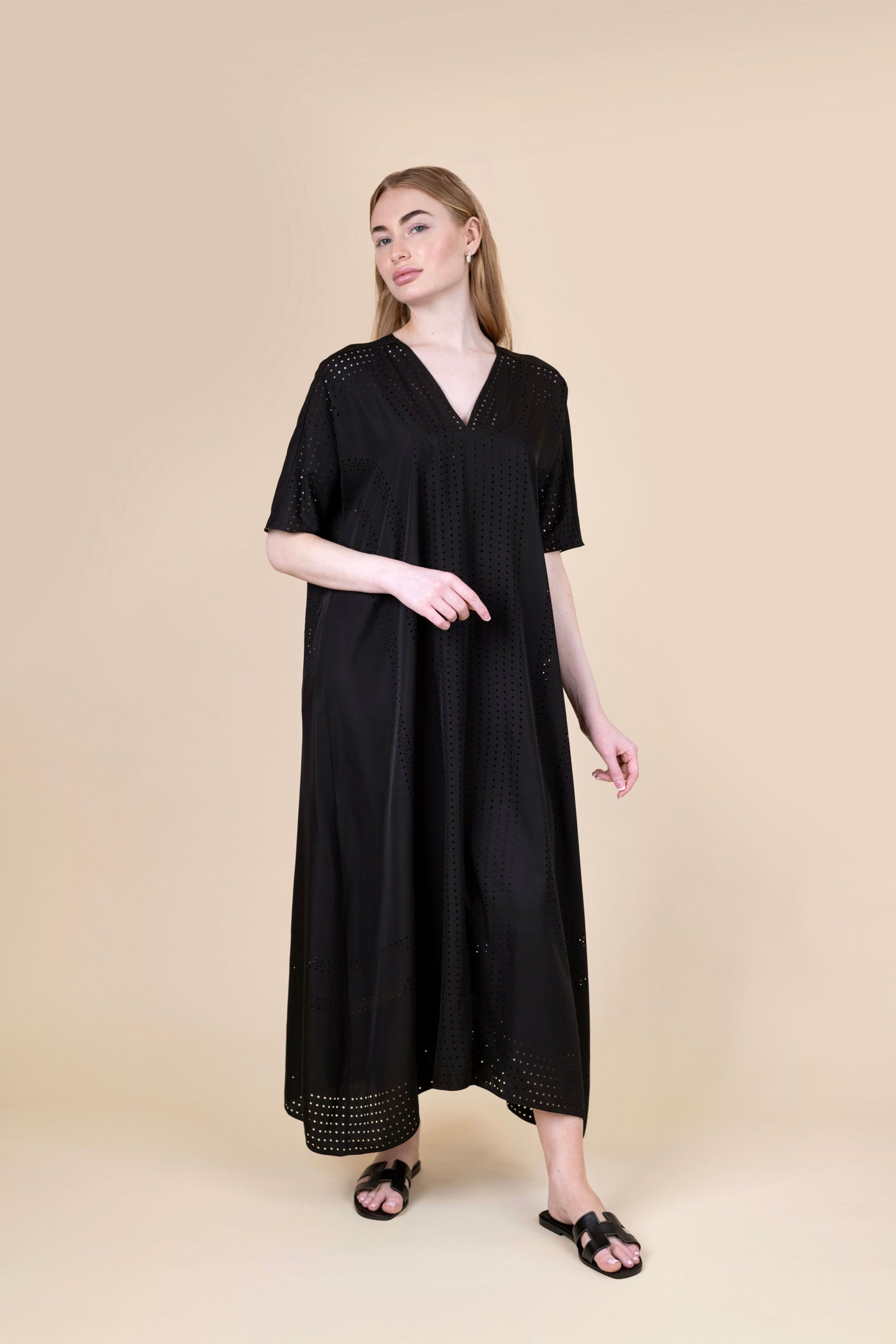 Hermès "Brides de Gala" Perforated Caftan in Black