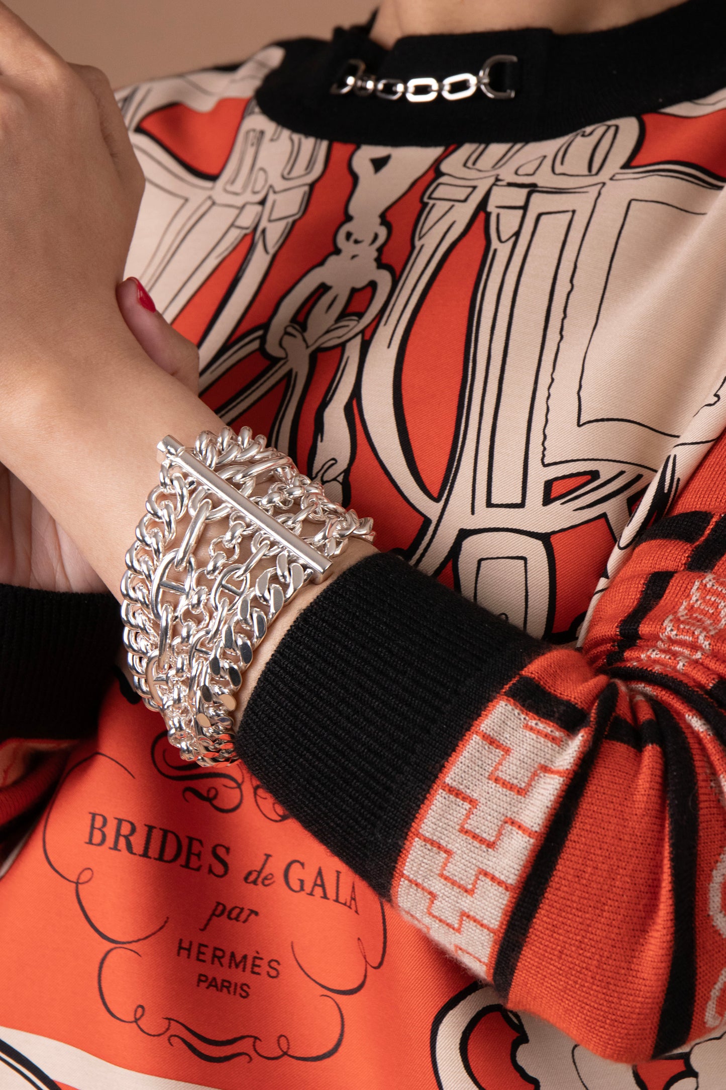 Hermès Chaine D'ancre Multichaines Cuff Bracelet
