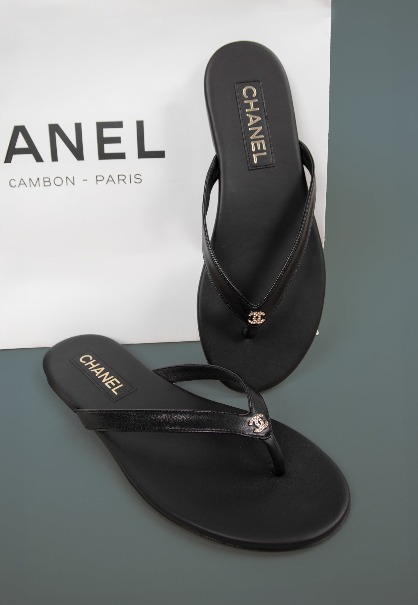 Chanel Black Leather Sandals