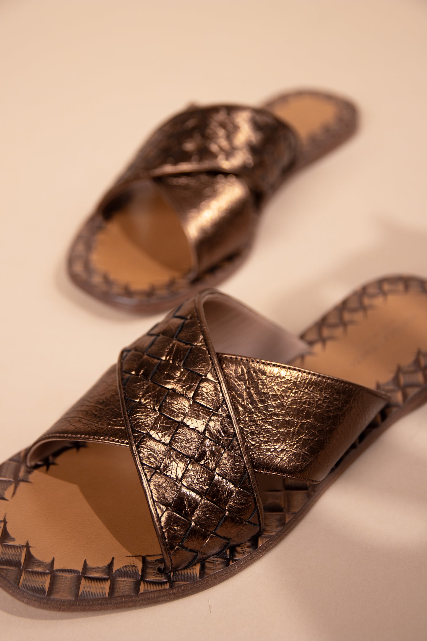 Chanel Hobo 25 Metallic Gold & Bottega Veneta Bronze Sandals