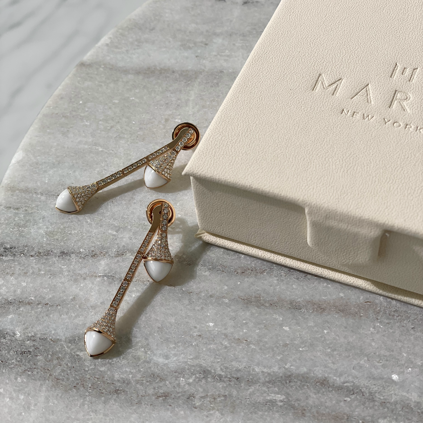 Marli Cleo Collection Rose Gold and White Agate Stone