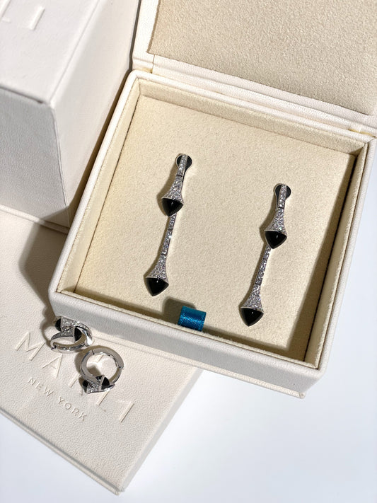 Marli Black Onyx Dropped Earring & Huggie Earring