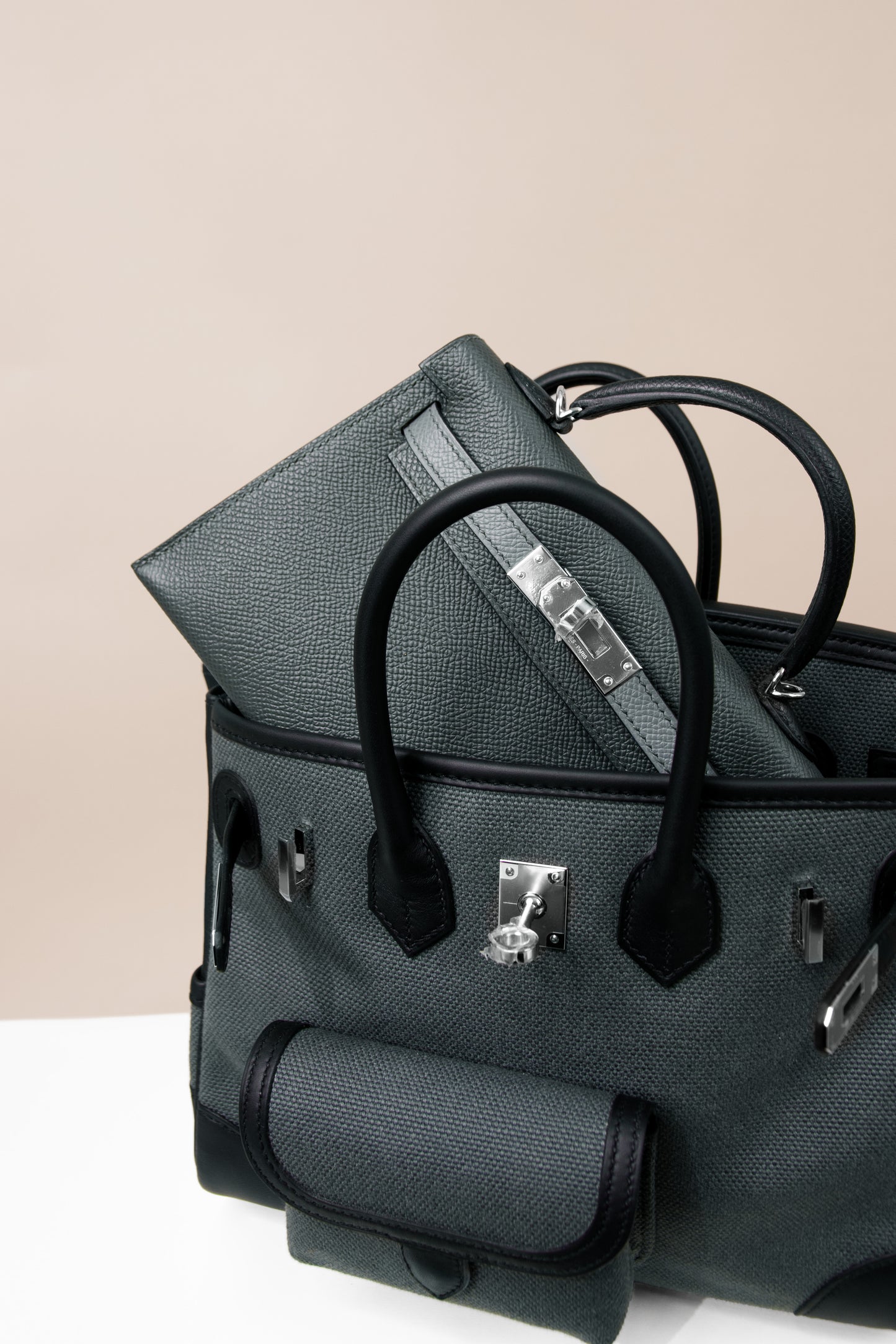 Hermès Birkin 25 Cargo Goeland Canvas/Swift Calfskin Vert Mangrove PHW