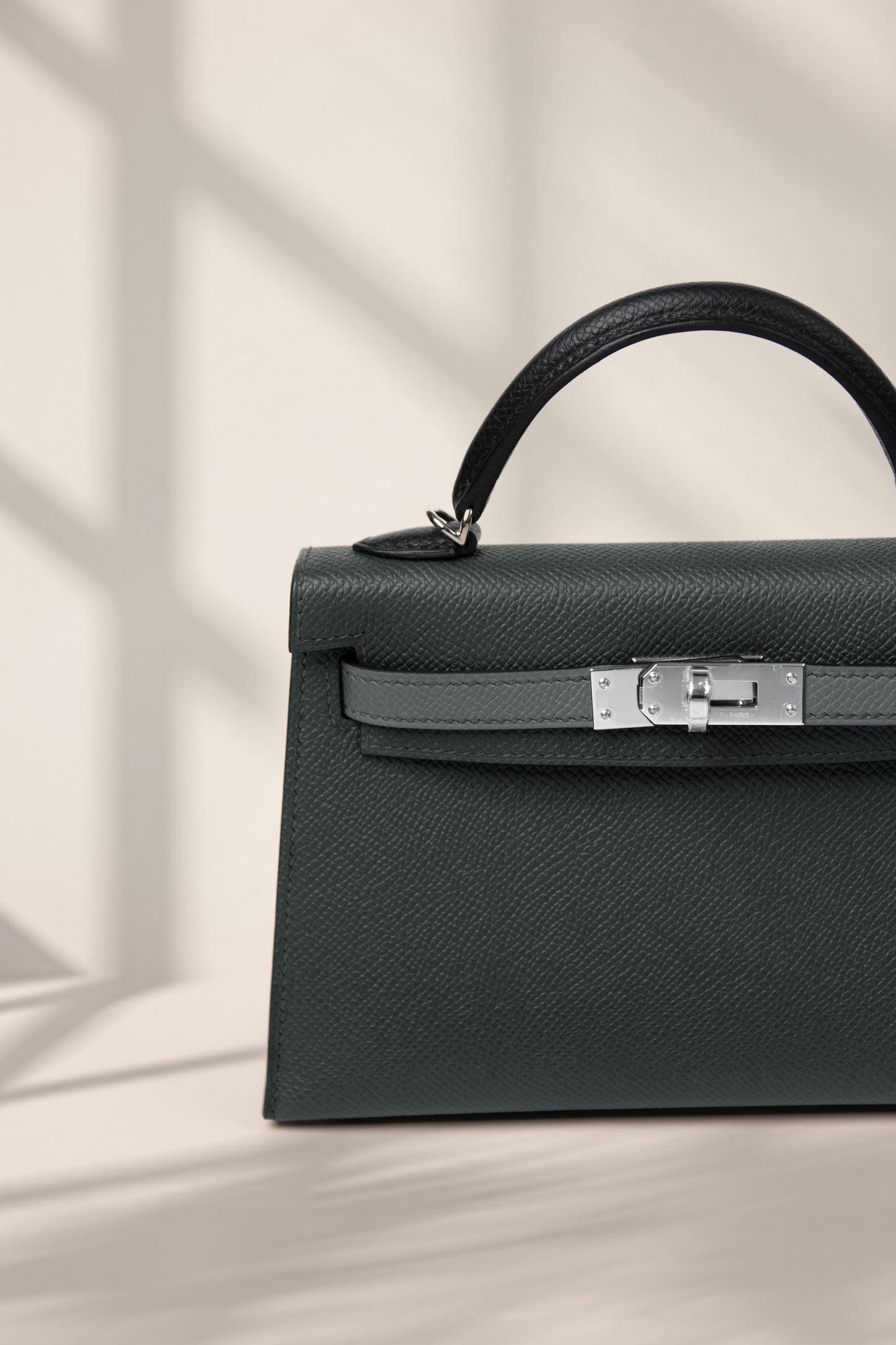 Hermès Mini Kelly 20 Epsom Tricolor Vert Mangrove/ Vert Amande / Black PHW
