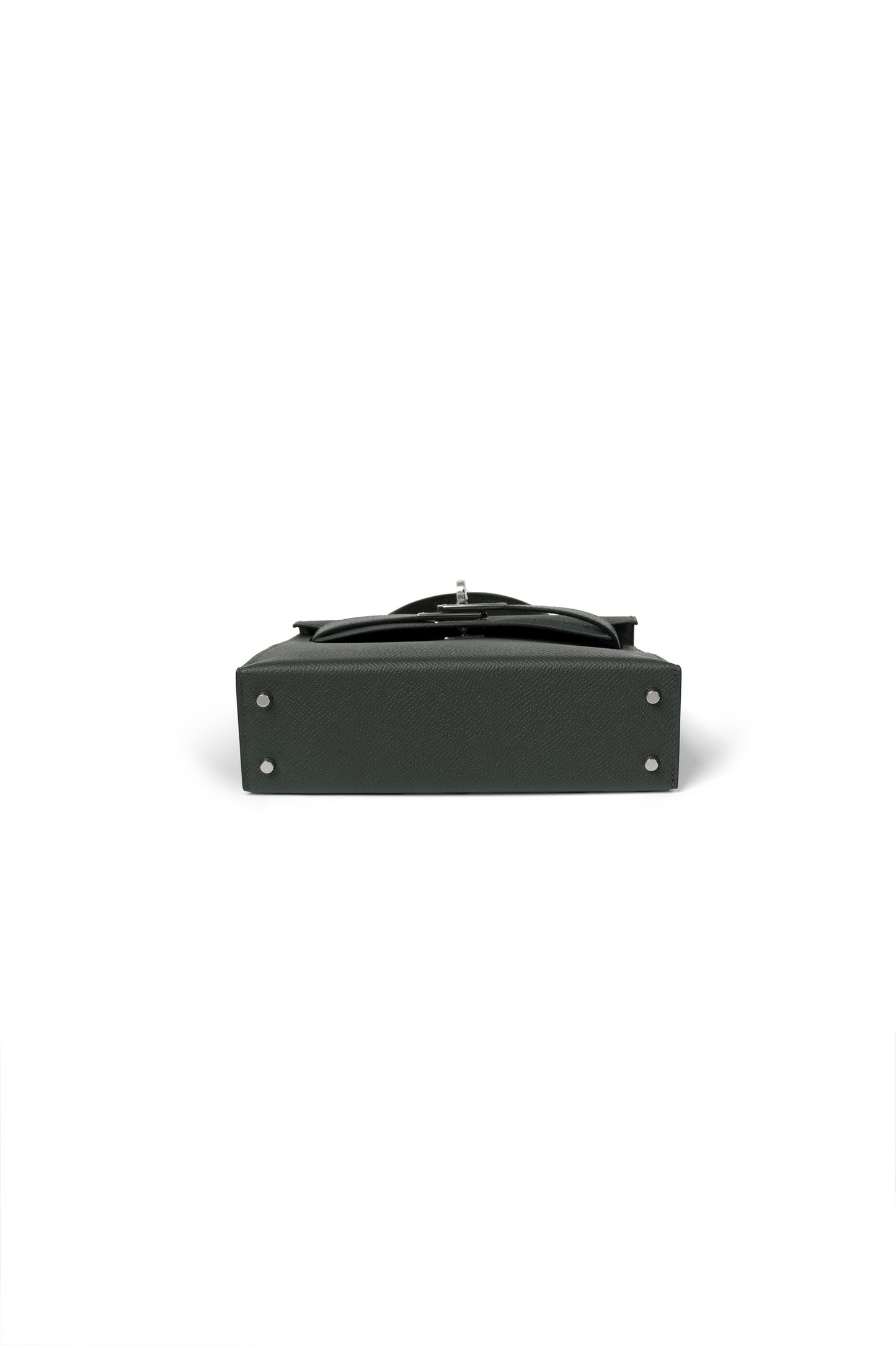 Hermes Mini Kelly Tricolor in Vert Mangrove/Vert Amande/Noir with Silver Hardware