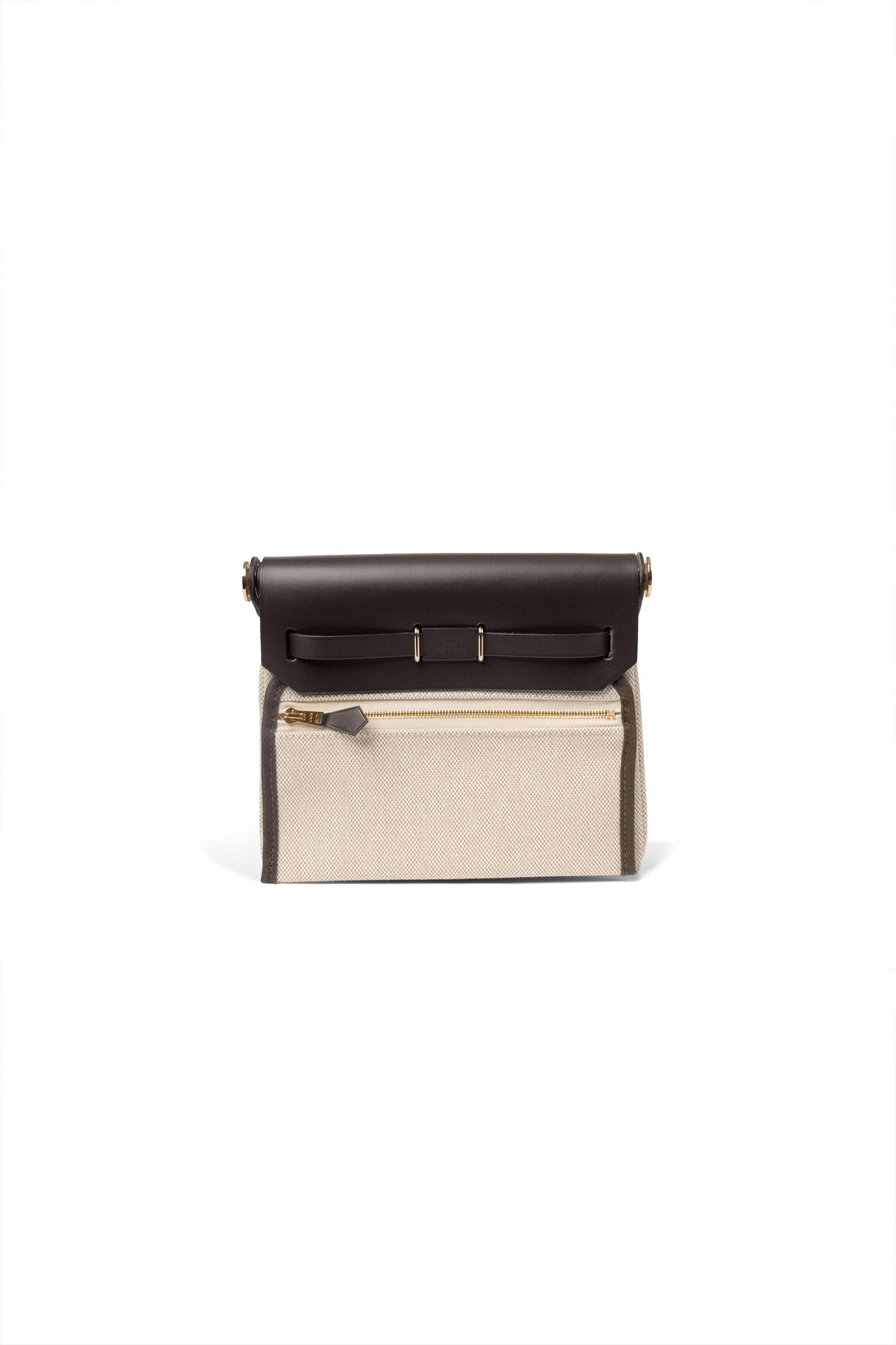 Hermes Mini Herbag in Ebene/Ecru with Gold Hardware