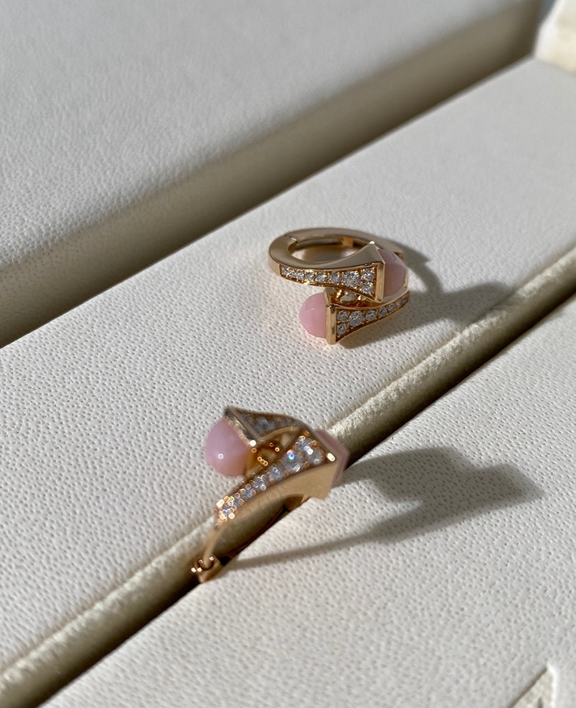 Marli Huggie Earring in Pink Opal and Coral Stone
