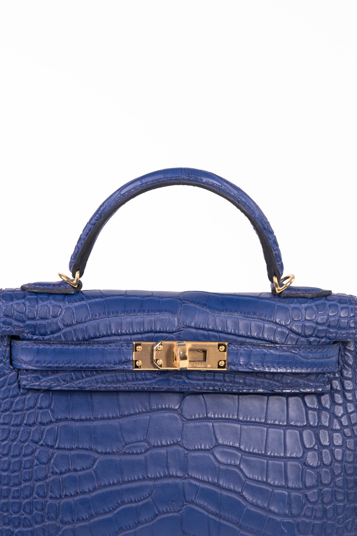 Hermes Mini Kelly Crocodile blue Sapphire GHW
