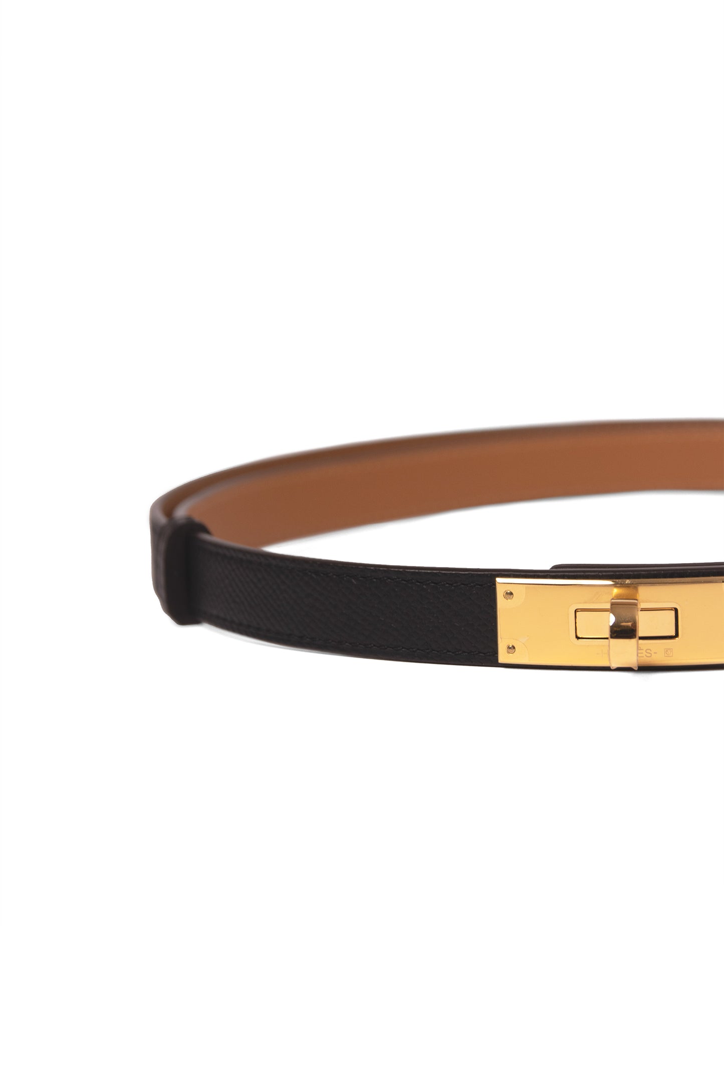 Hermes Kelly Belt in Black with Gold Hardware