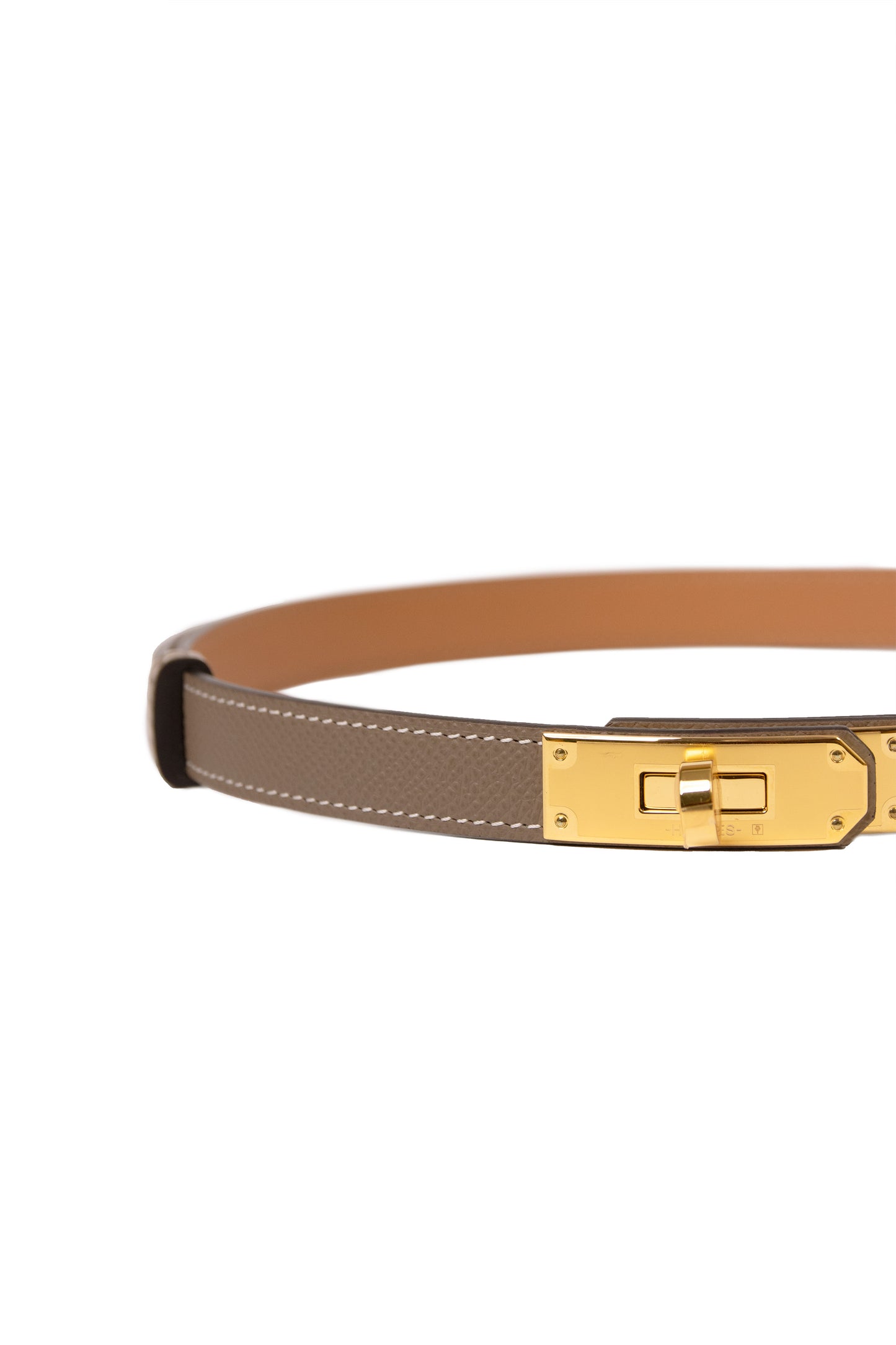 Hermes Kelly Belt in Etoupe with Gold Hardware