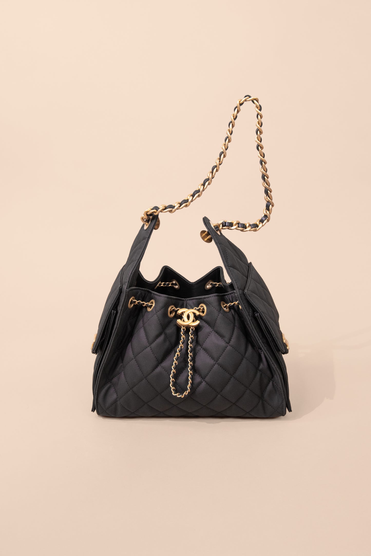 Chanel Hobo 25 Black Canvas Bag