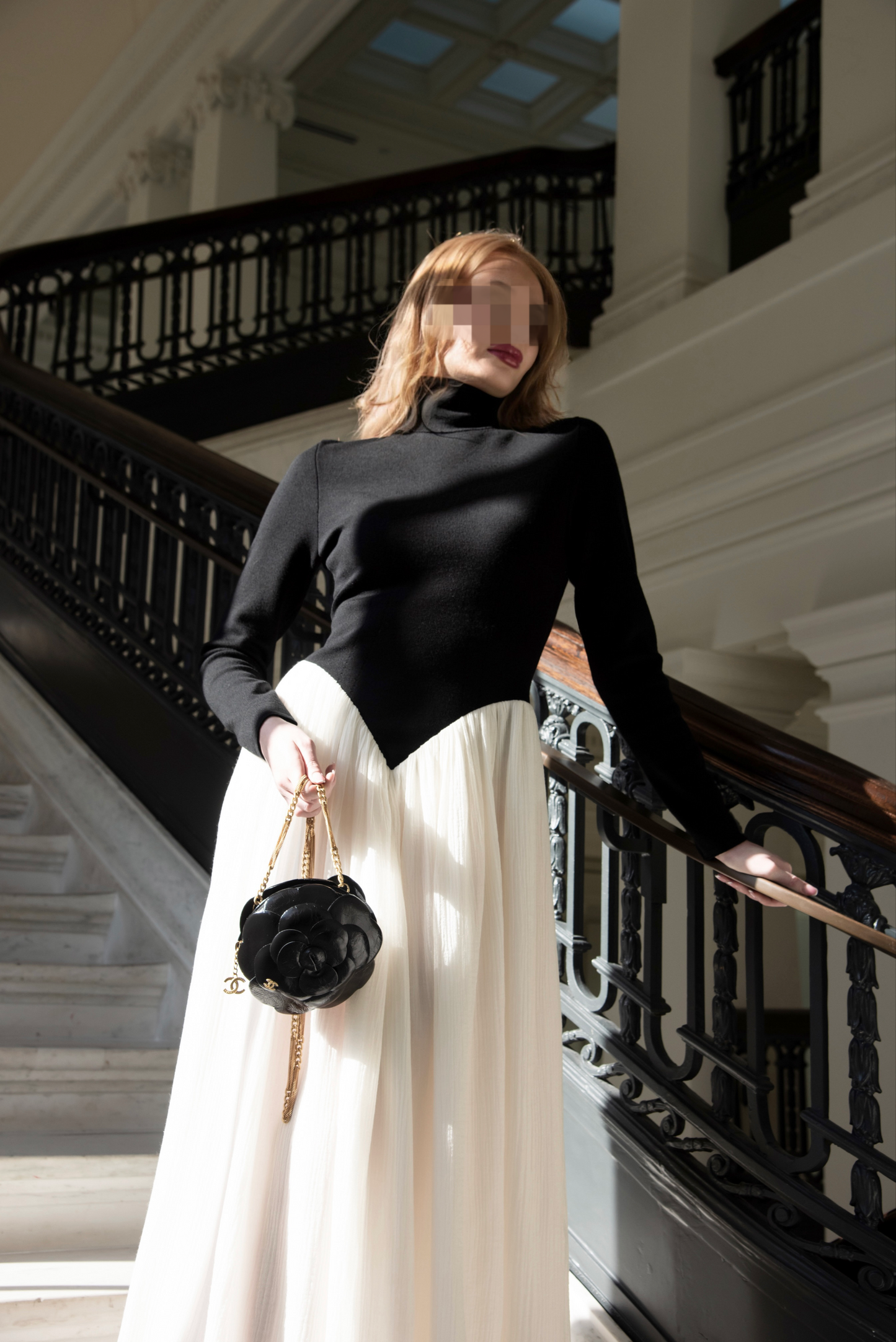 Chanel Black Rose Evening Bag