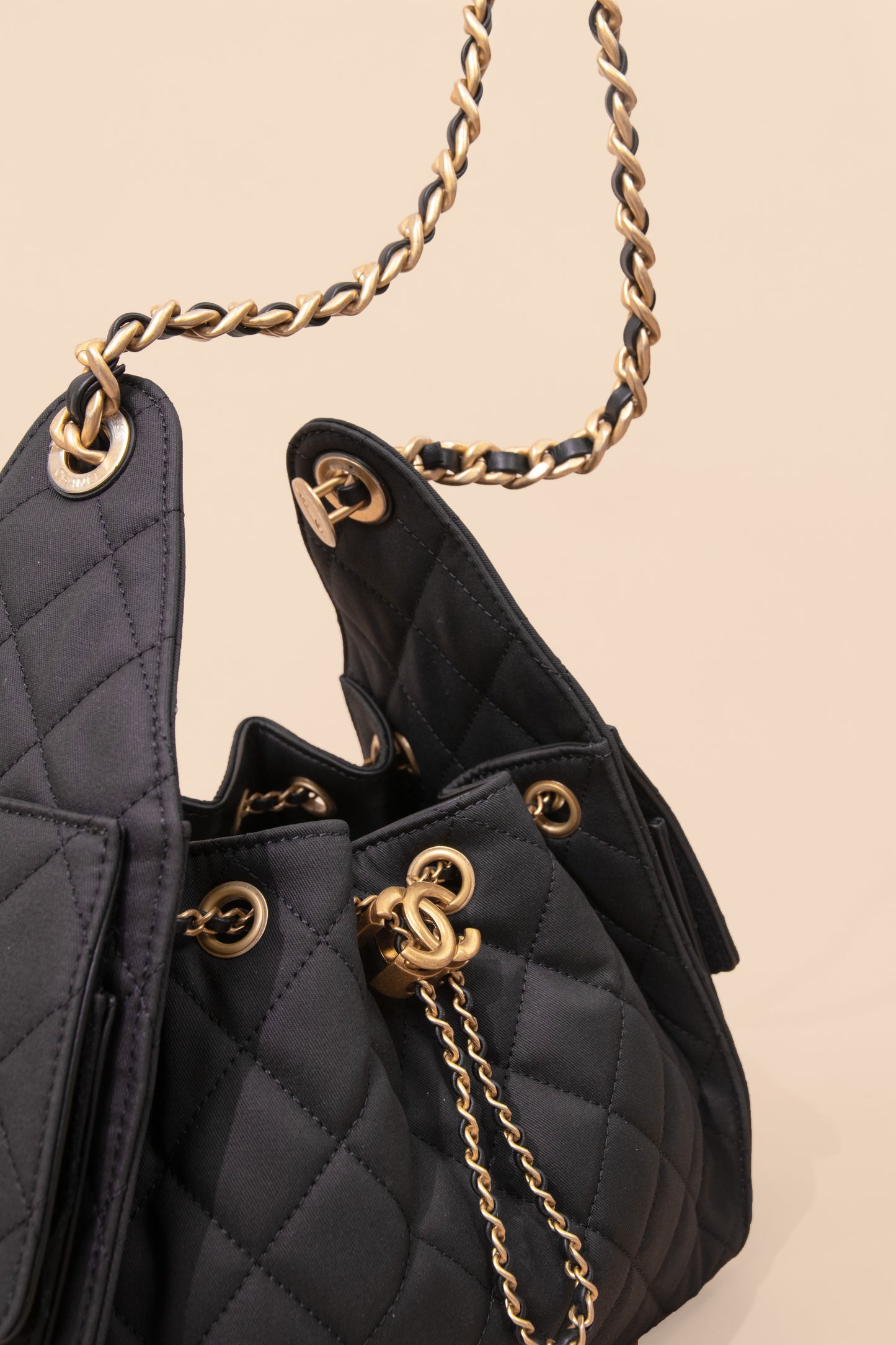 Chanel Hobo 25 Black Canvas Bag