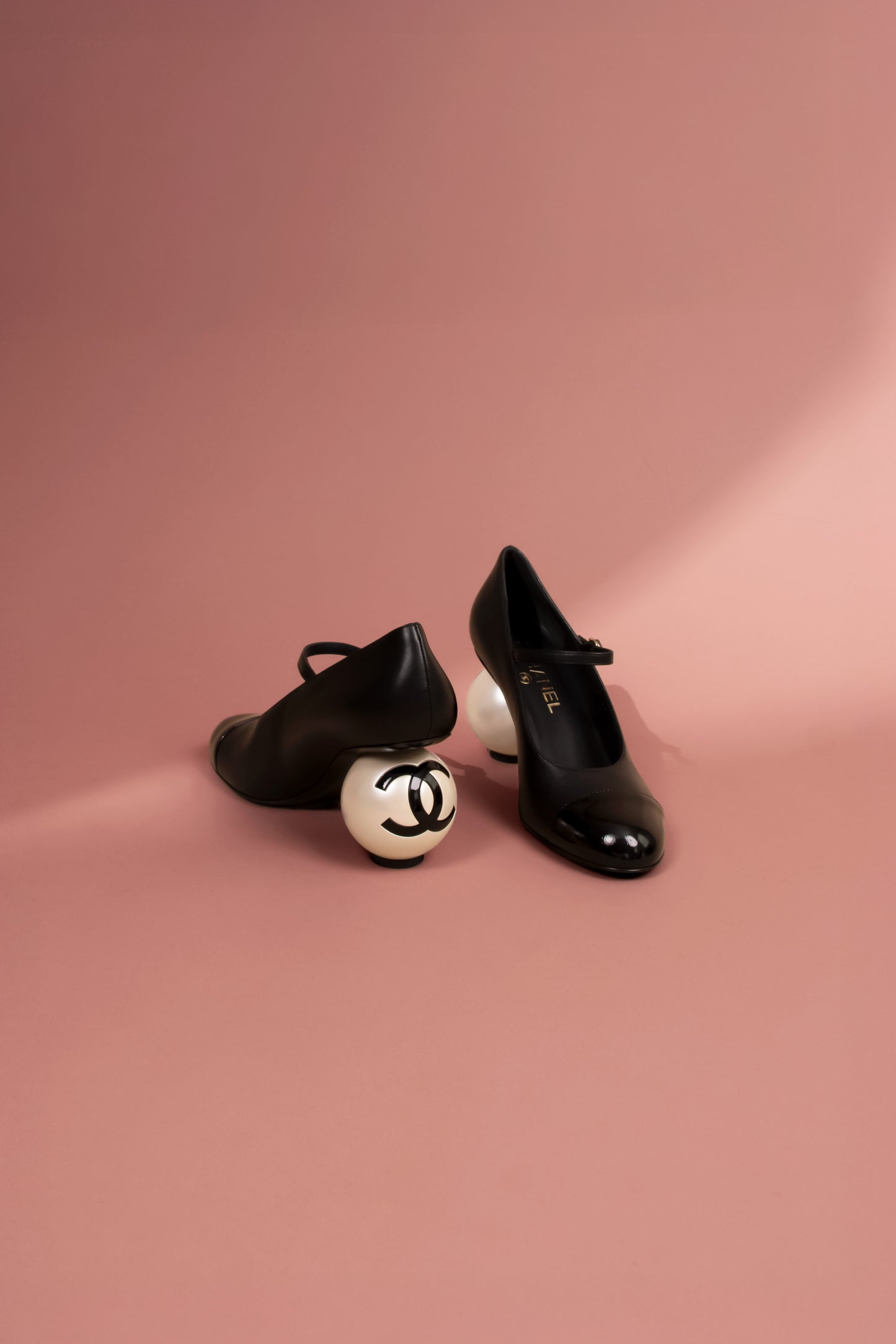 Chanel Black Mary Janes Lambskin, Patent Calfskin & CC Imitation Pearls