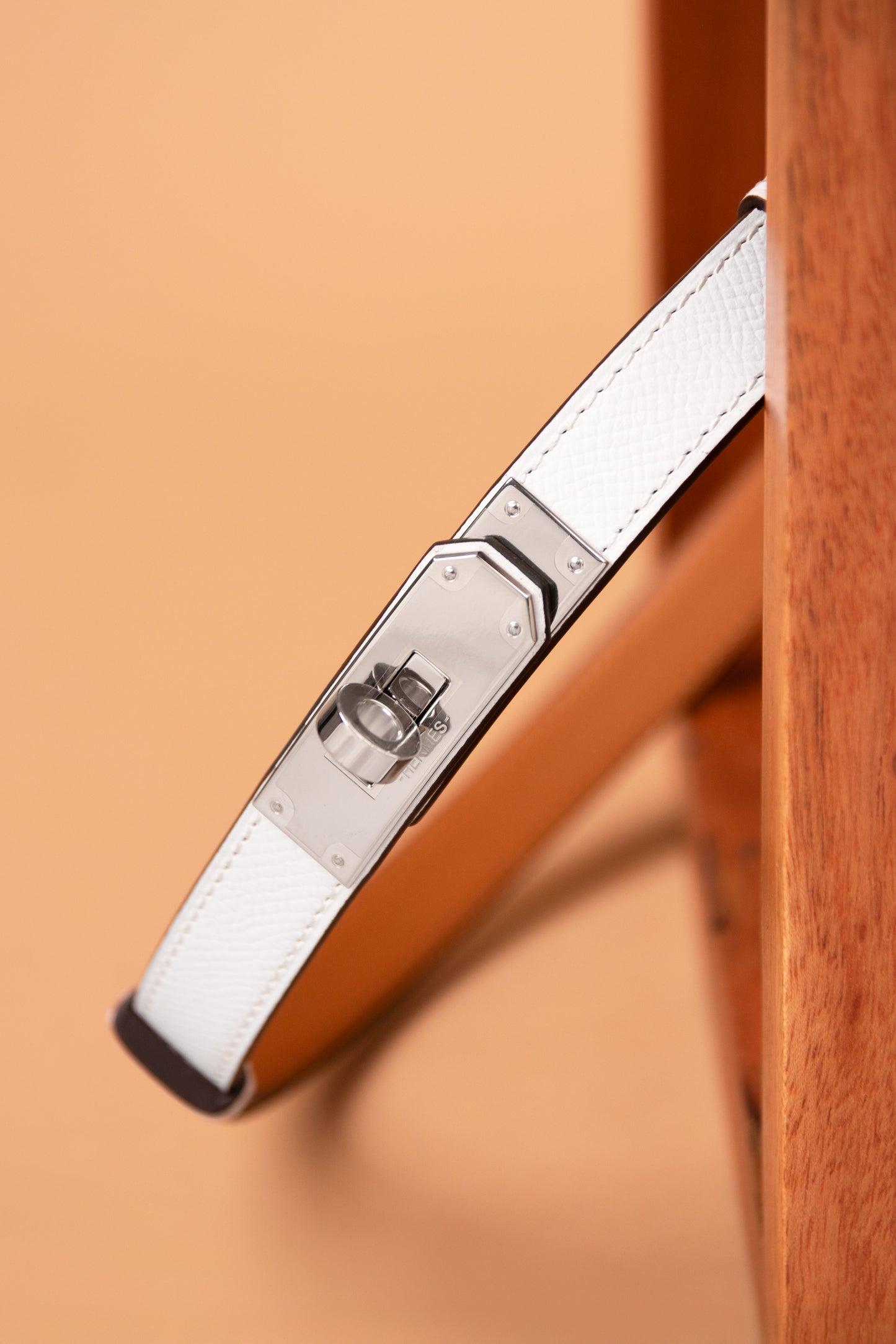 Hermès Kelly Belt White PHW