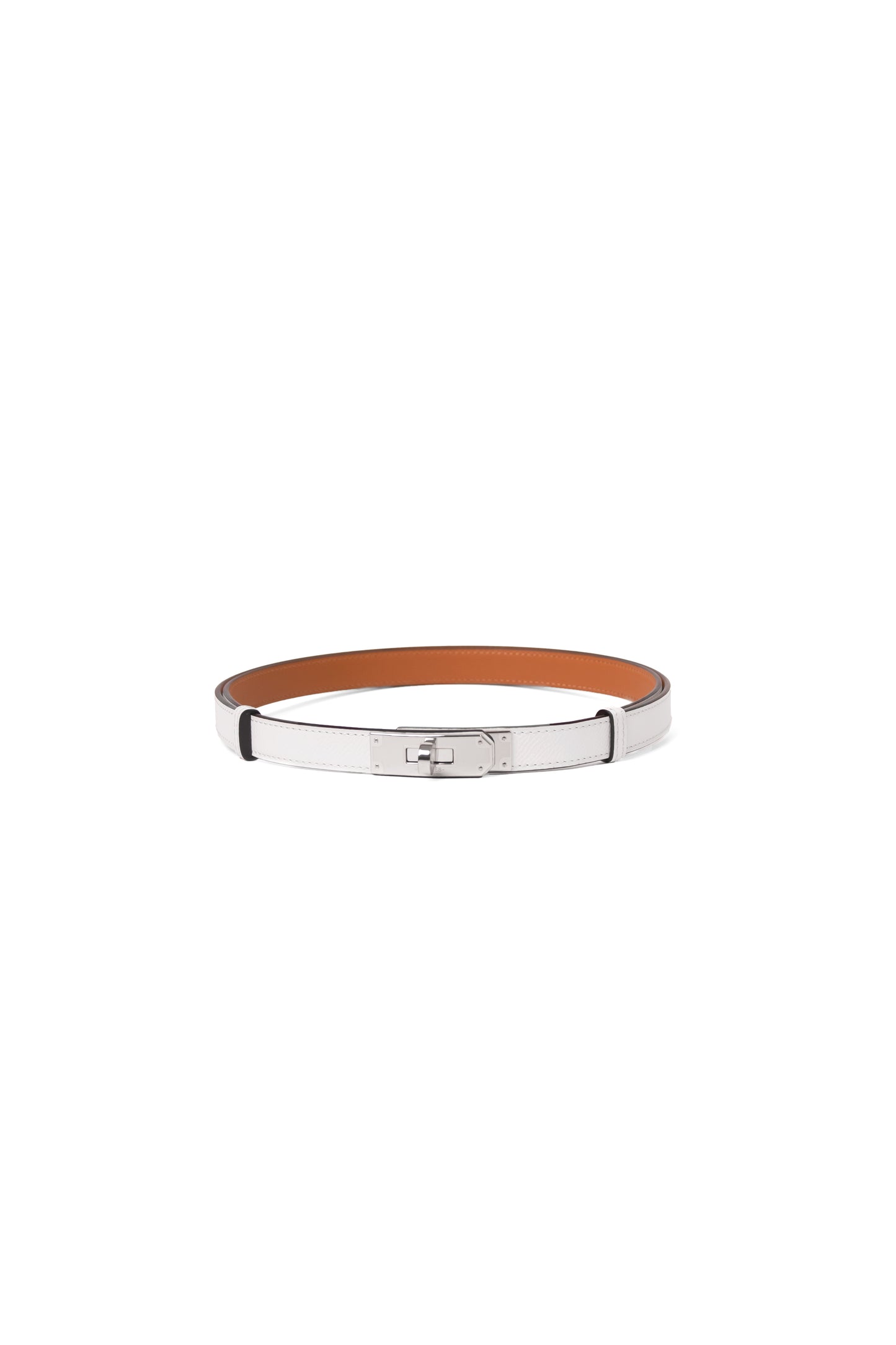 Hermes Kelly Belt in White with Silver Hardware