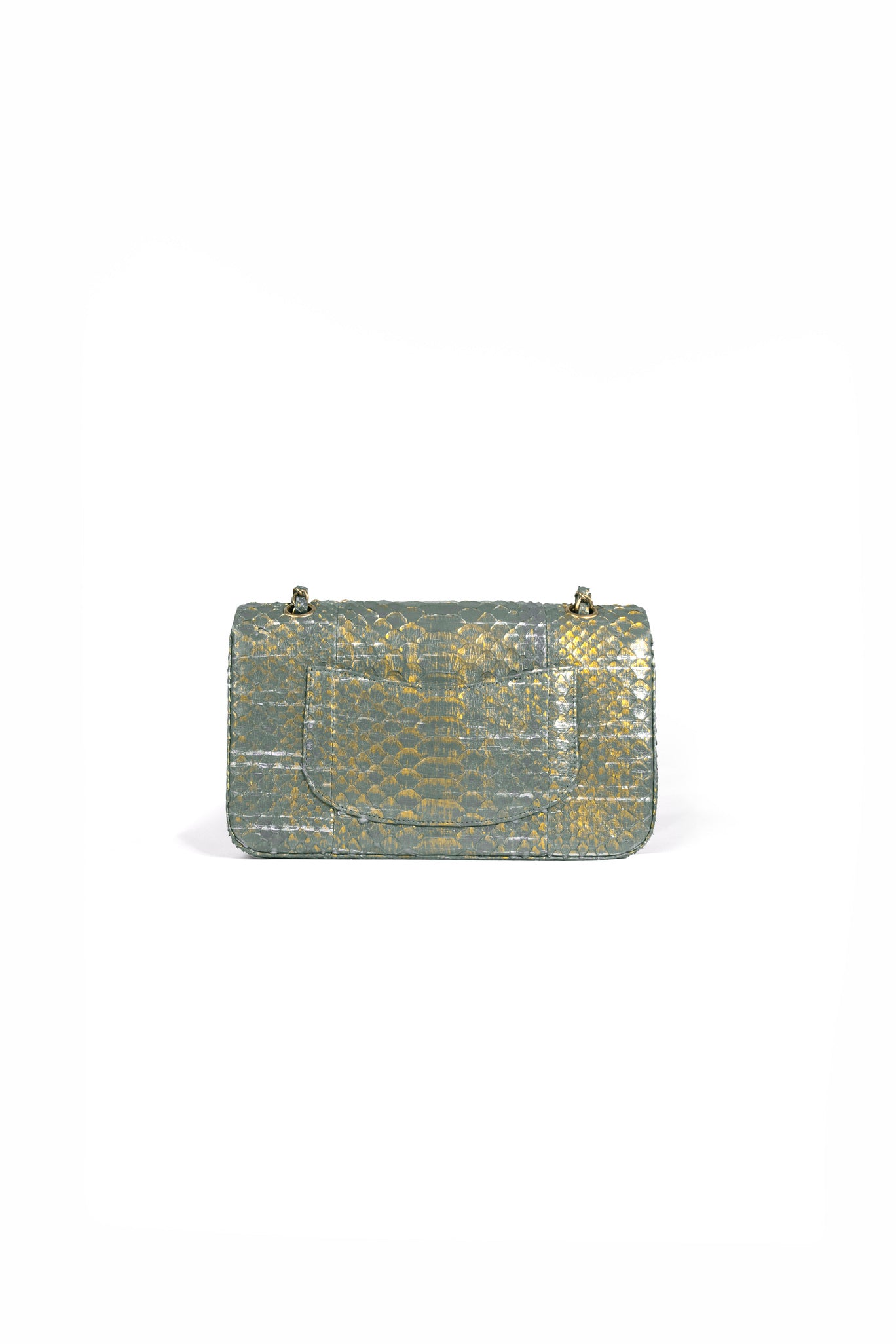 Chanel Medium Metallic Green Python