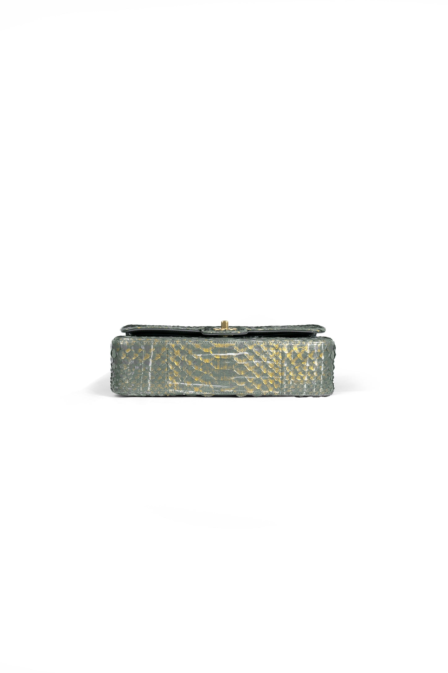 Chanel Medium Metallic Green Python